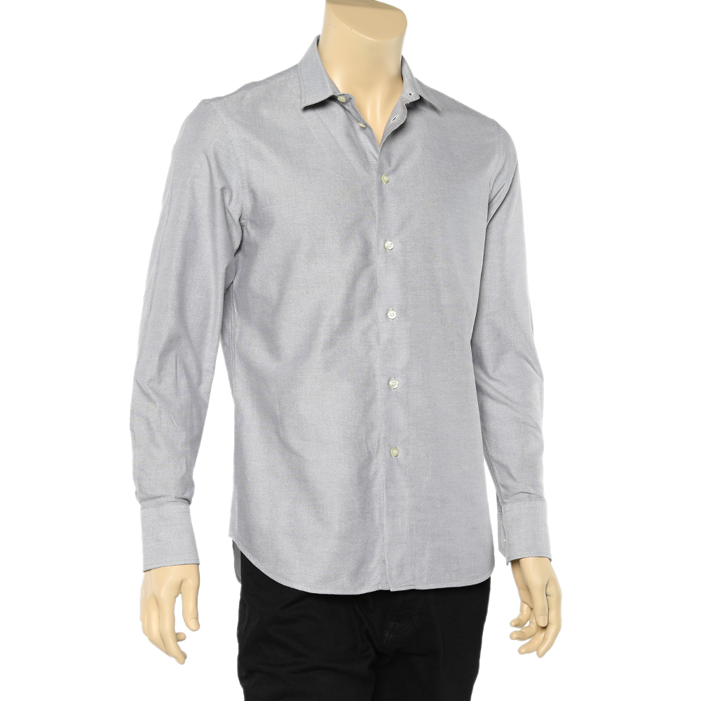 Emporio Armani Grey Cotton Button Front Shirt M