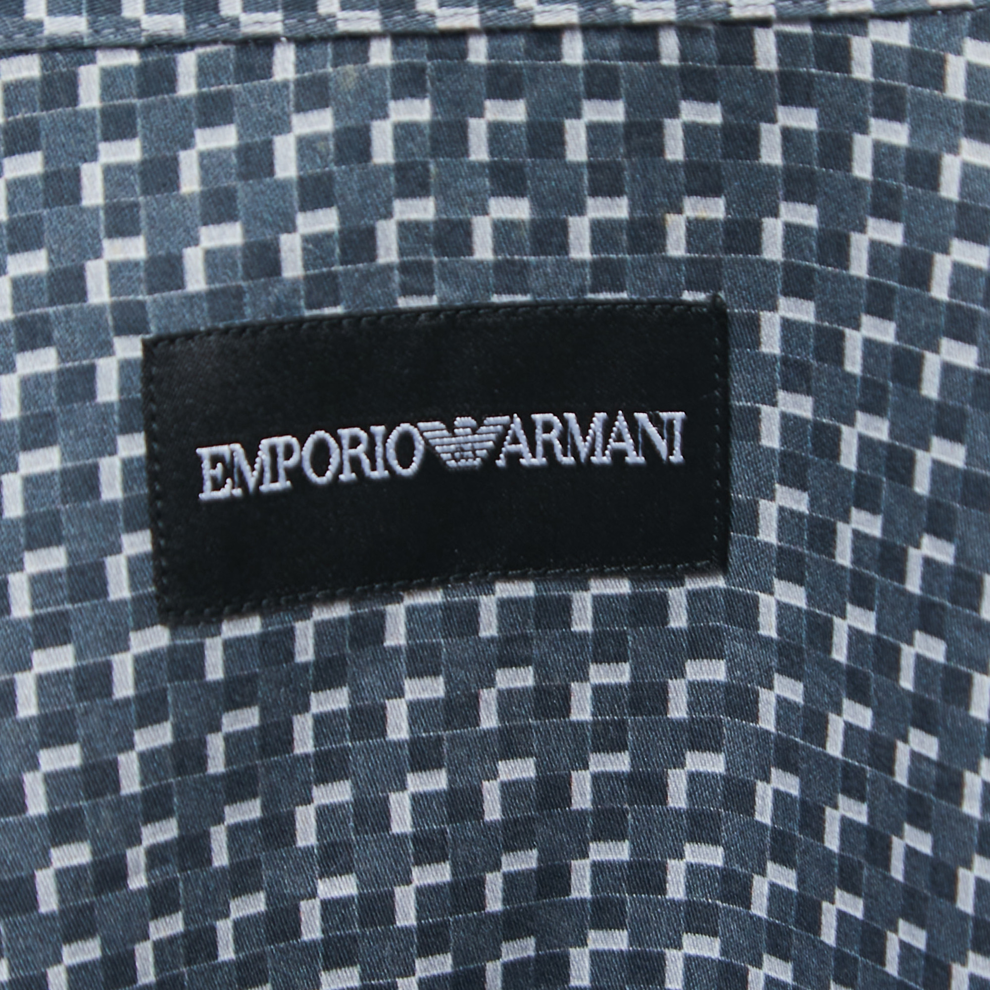 Emporio Armani Grey Patterned Cotton And Wool Knit Full Sleeve Shirt S