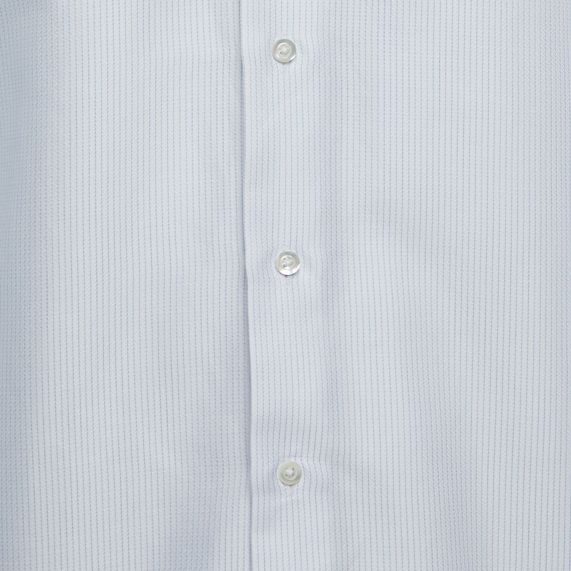 Emporio Armani White Striped Cotton Button Front Modern Fit Full Sleeve Shirt M