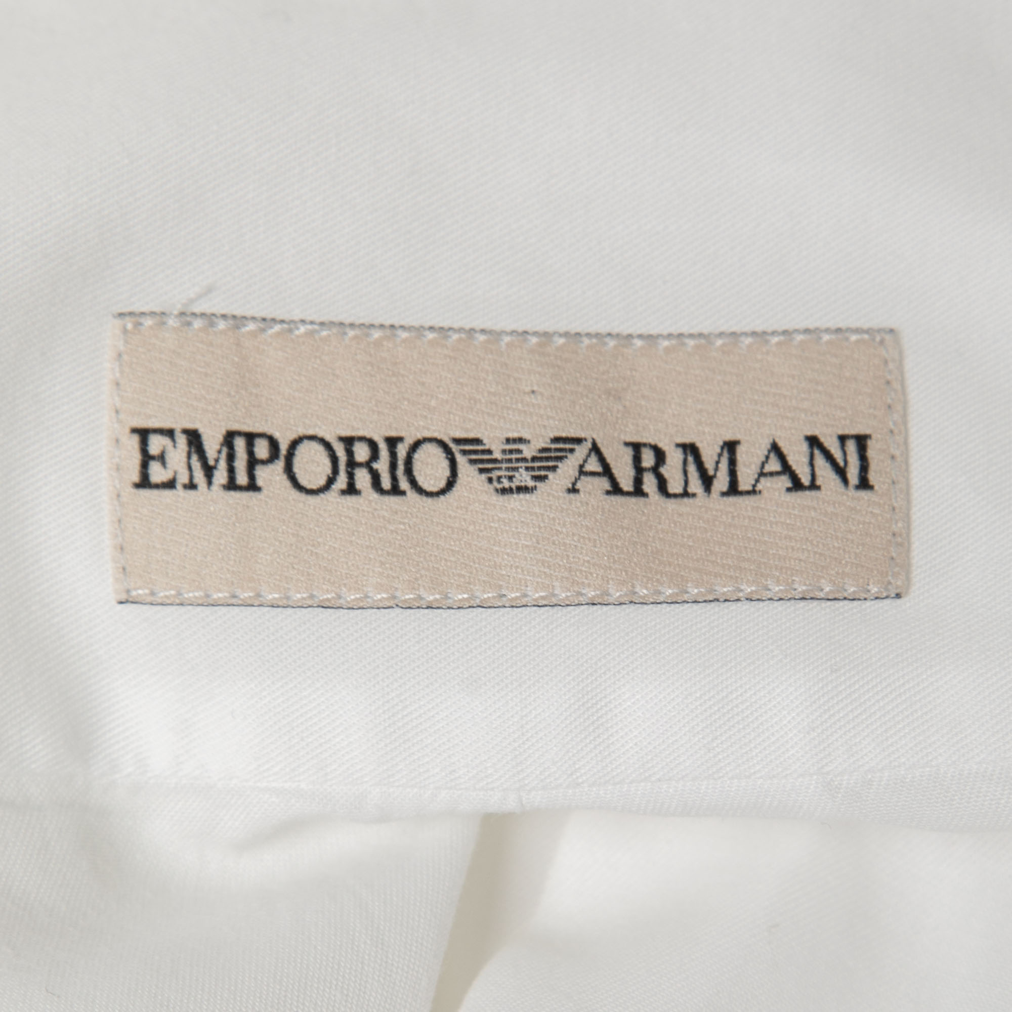 Emporio Armani White Cotton Button Down Full Sleeve T-Shirt M