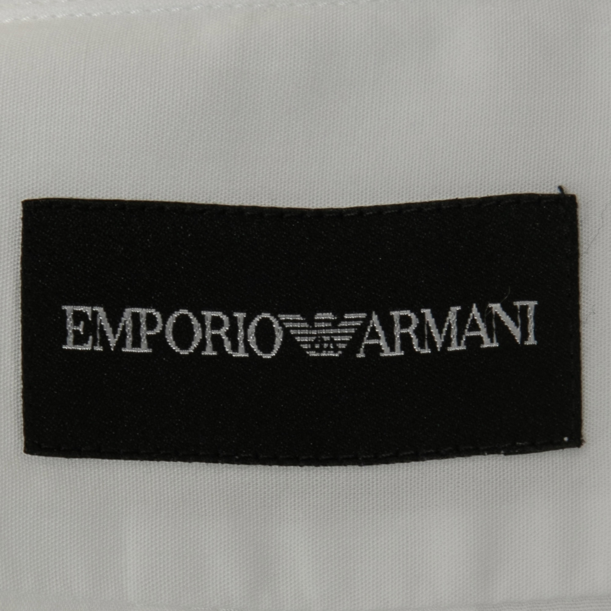 Emporio Armani White Cotton Button Down Full Sleeve Shirt M