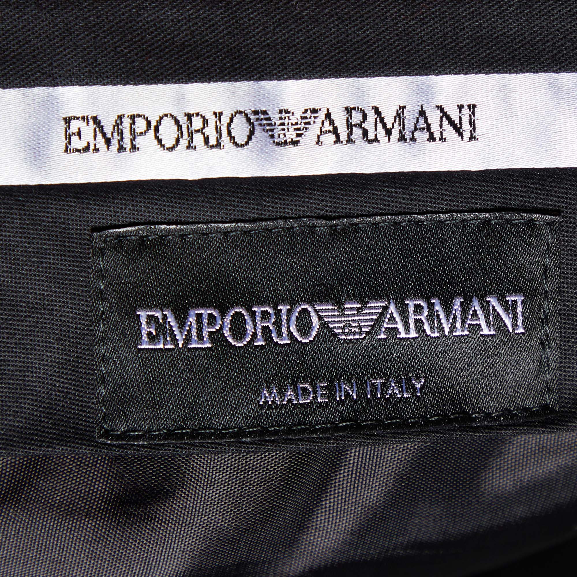 Emporio Armani Black Wool Contrast Waist Detail Pants XXL