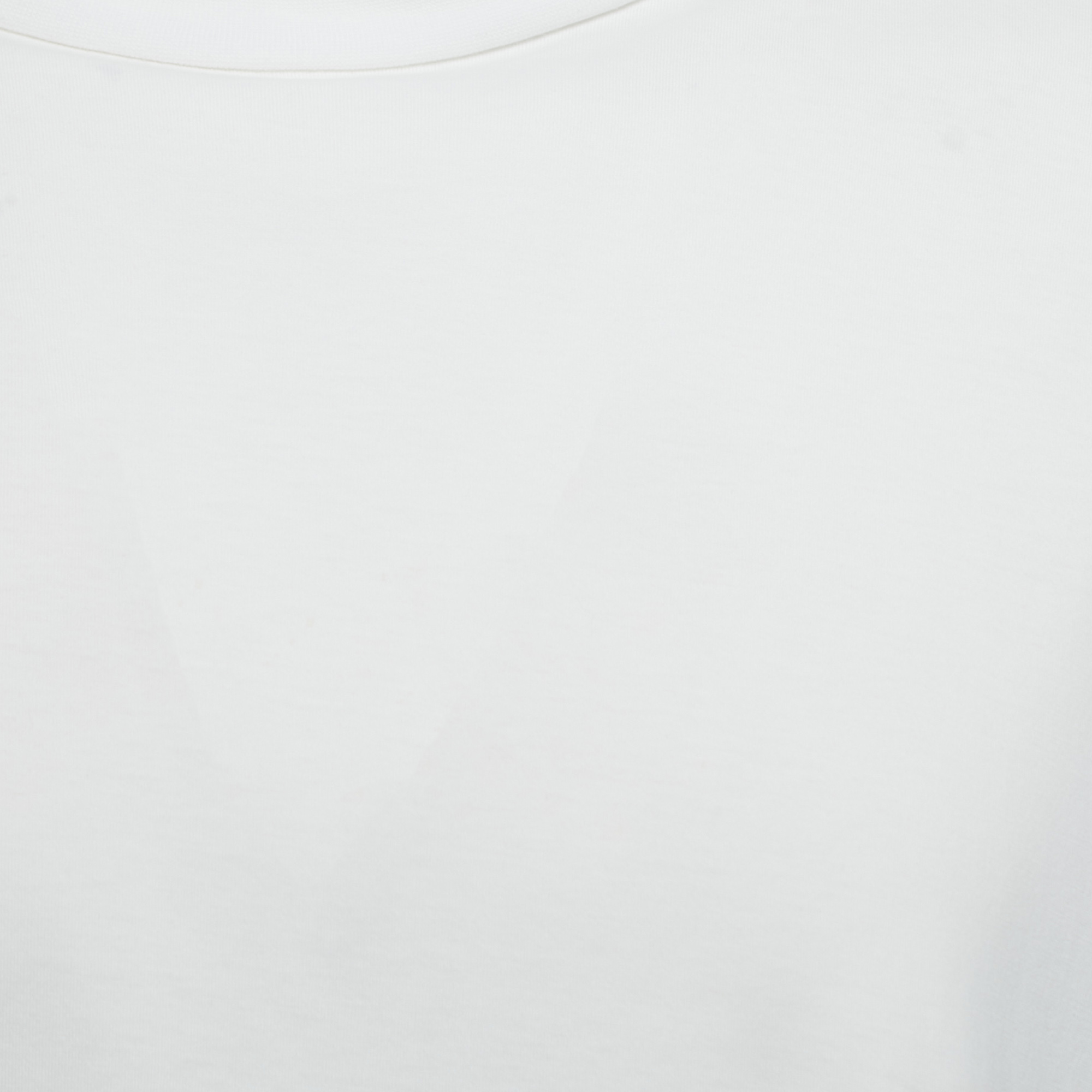 Emporio Armani White Logo Embroidered Cotton Crew Neck T-Shirt XXL