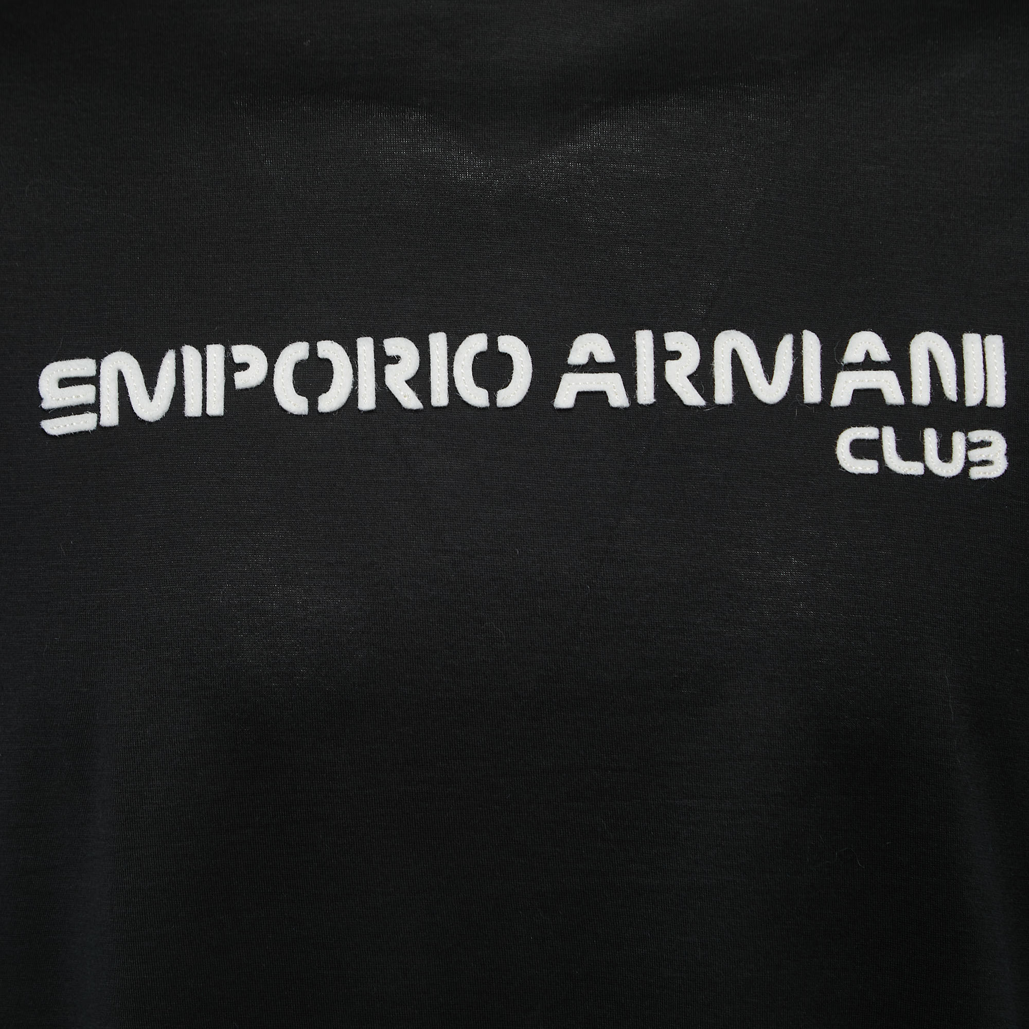 Emporio Armani Black Knit Logo Detail Crew Neck T-Shirt XXL
