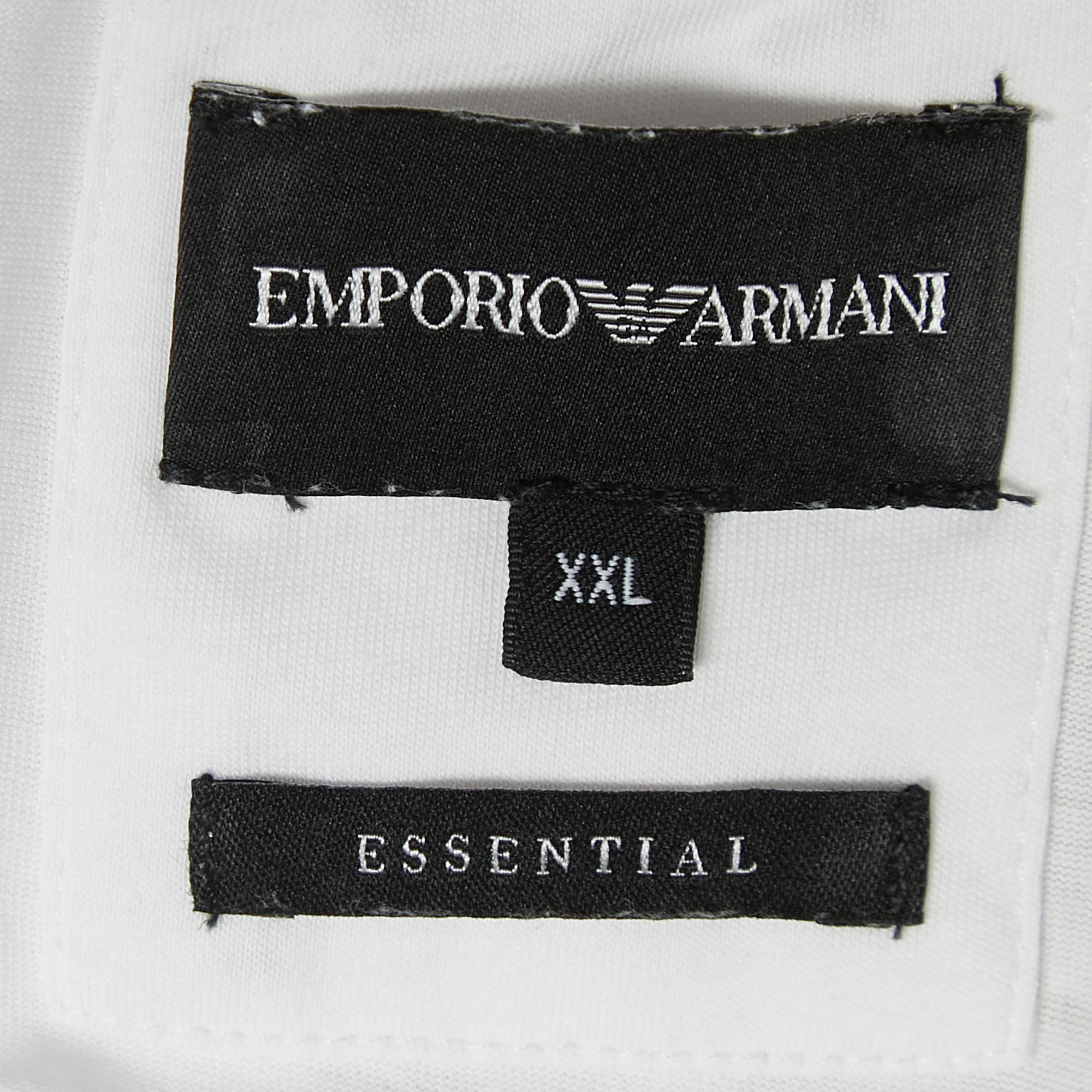 Emporio Armani White Logo Print Cotton Crew Neck T-shirt XXL