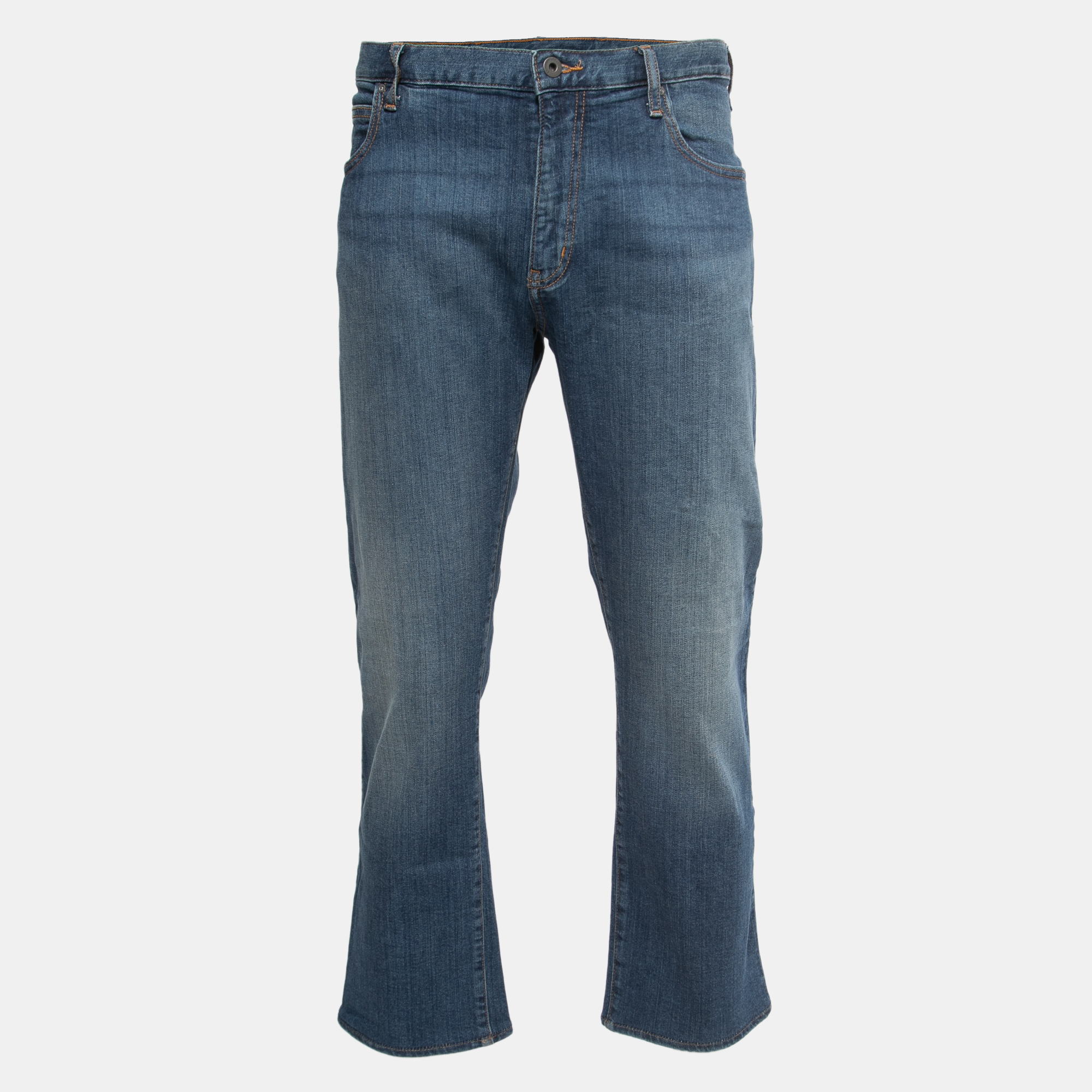 Emporio armani blue denim straight fit jeans xxl/waist 39"