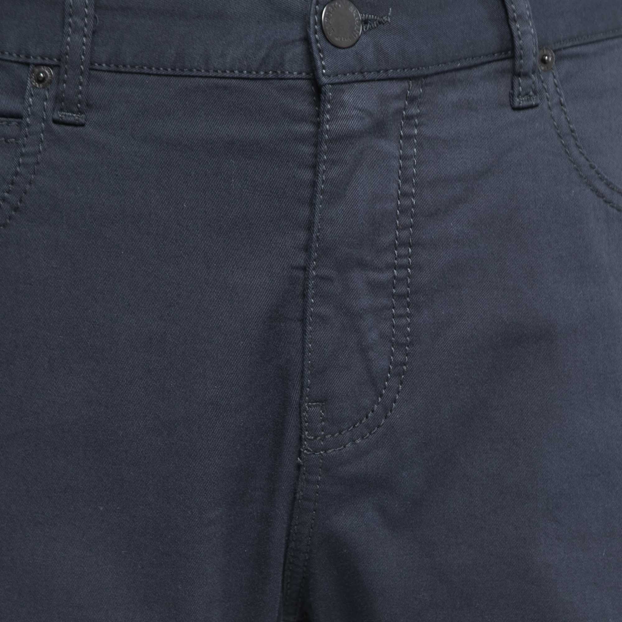 Emporio Armani Navy Blue Cotton Regular Fit Trousers XXL