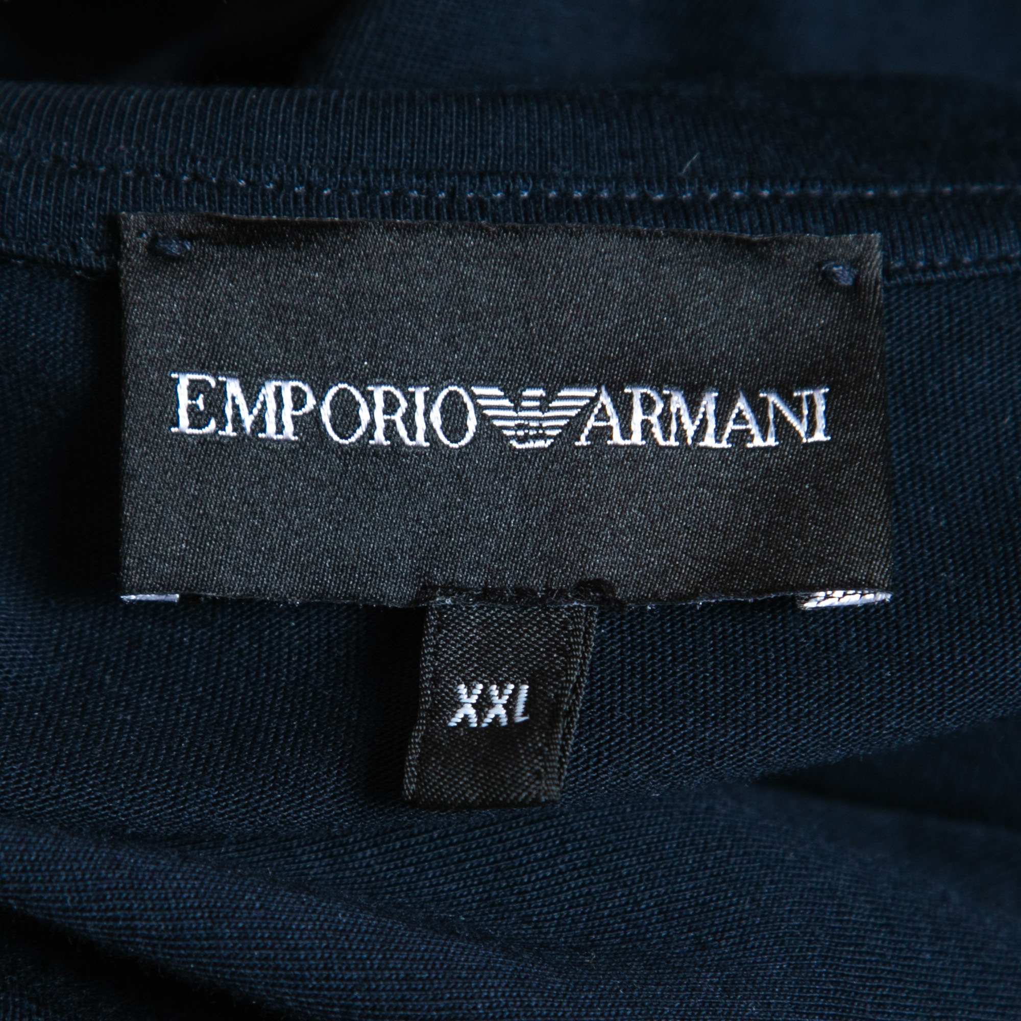 Emporio Armani Navy Blue Printed Cotton Knit T-shirt XXL