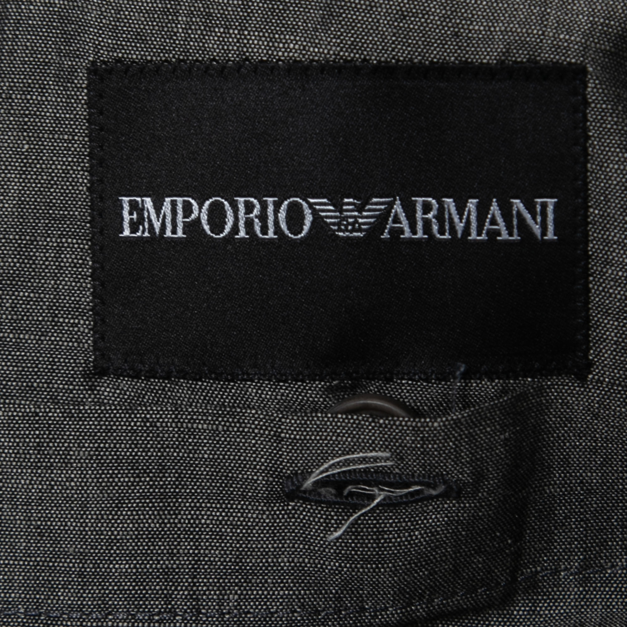 Emporio Armani Grey Linen Blend Single Breasted Blazer XXL