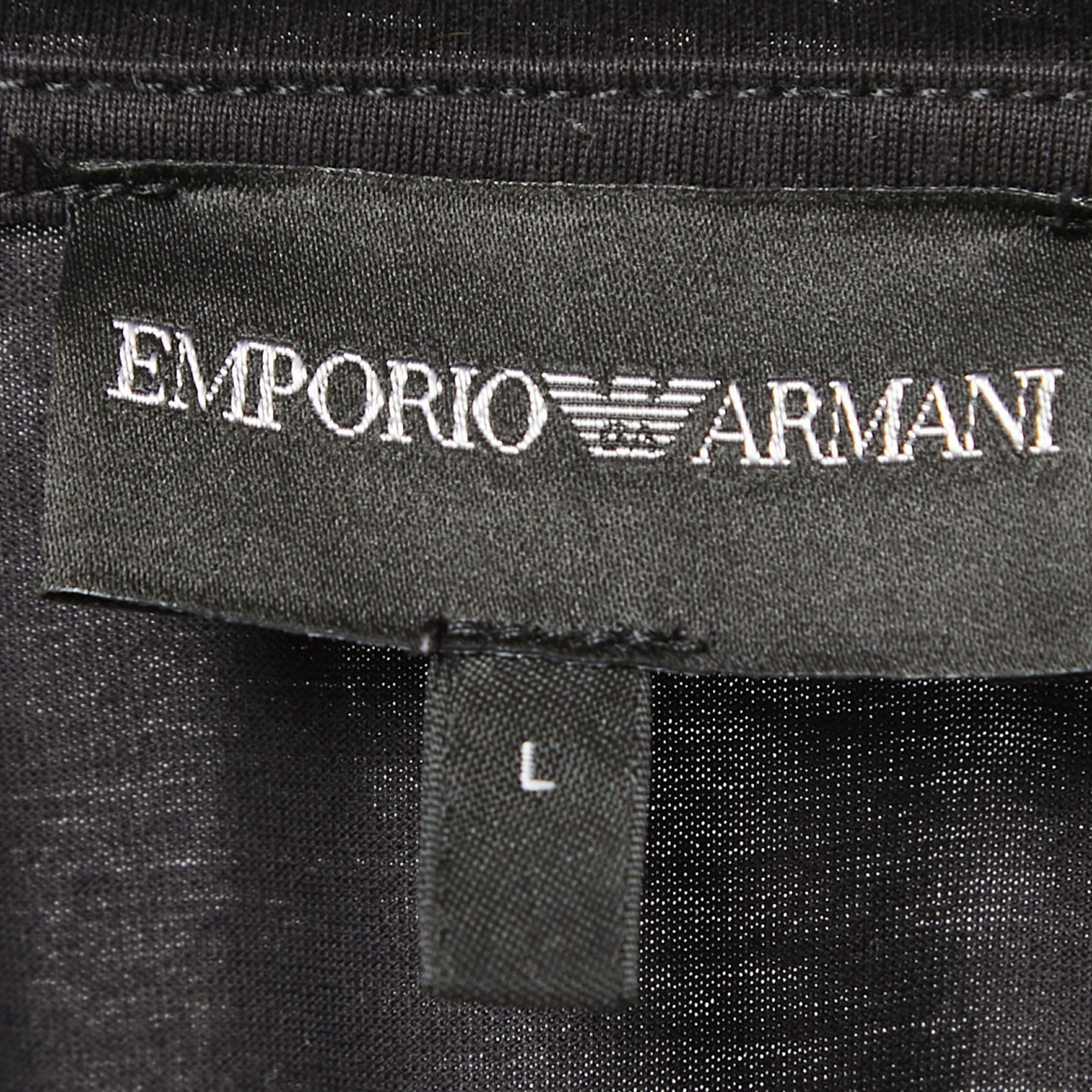 Emporio Armani Black Cotton Crew Neck Half Sleeve T-Shirt L