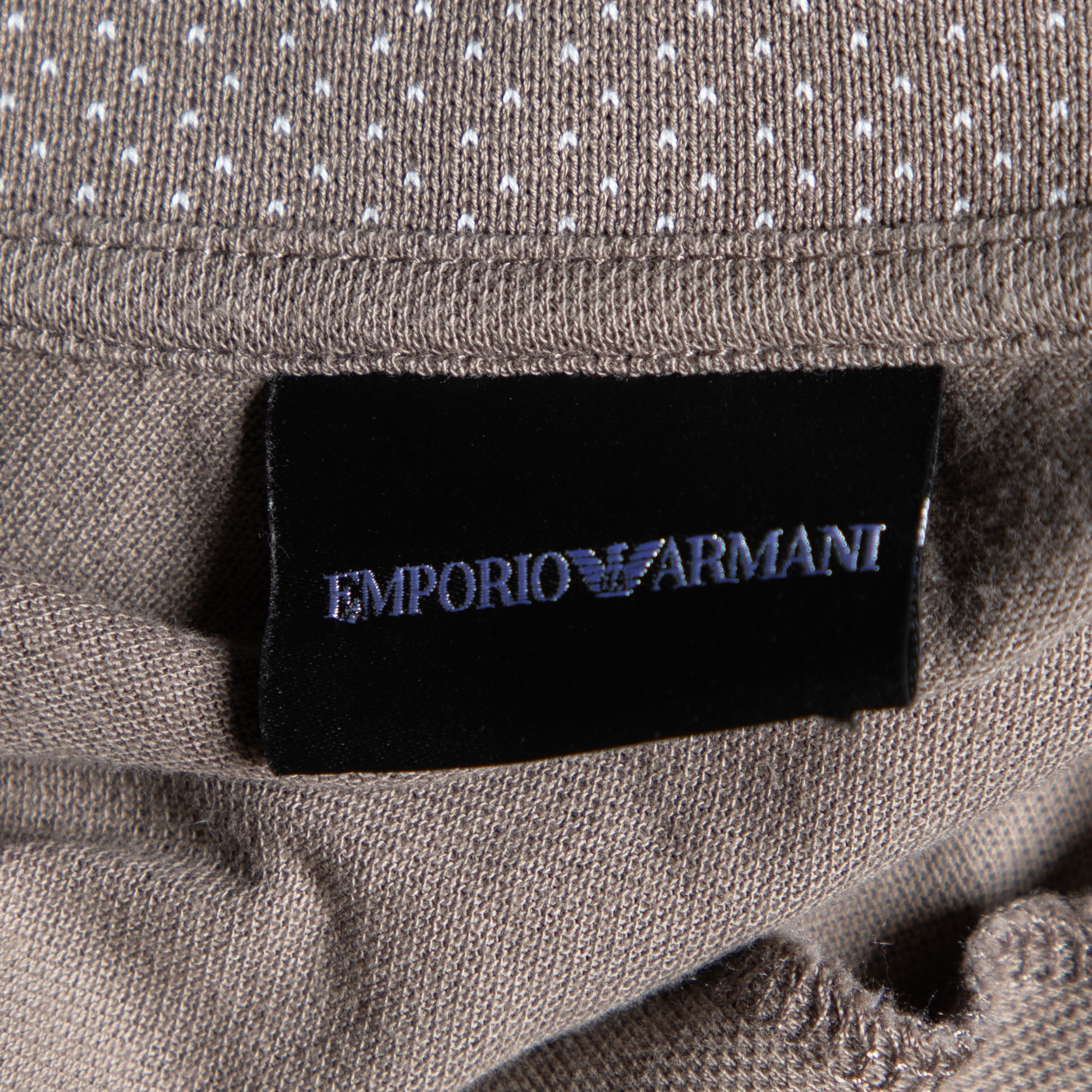 Emporio Armani Brown Cotton Knit Zip Front Polo T-Shirt XL