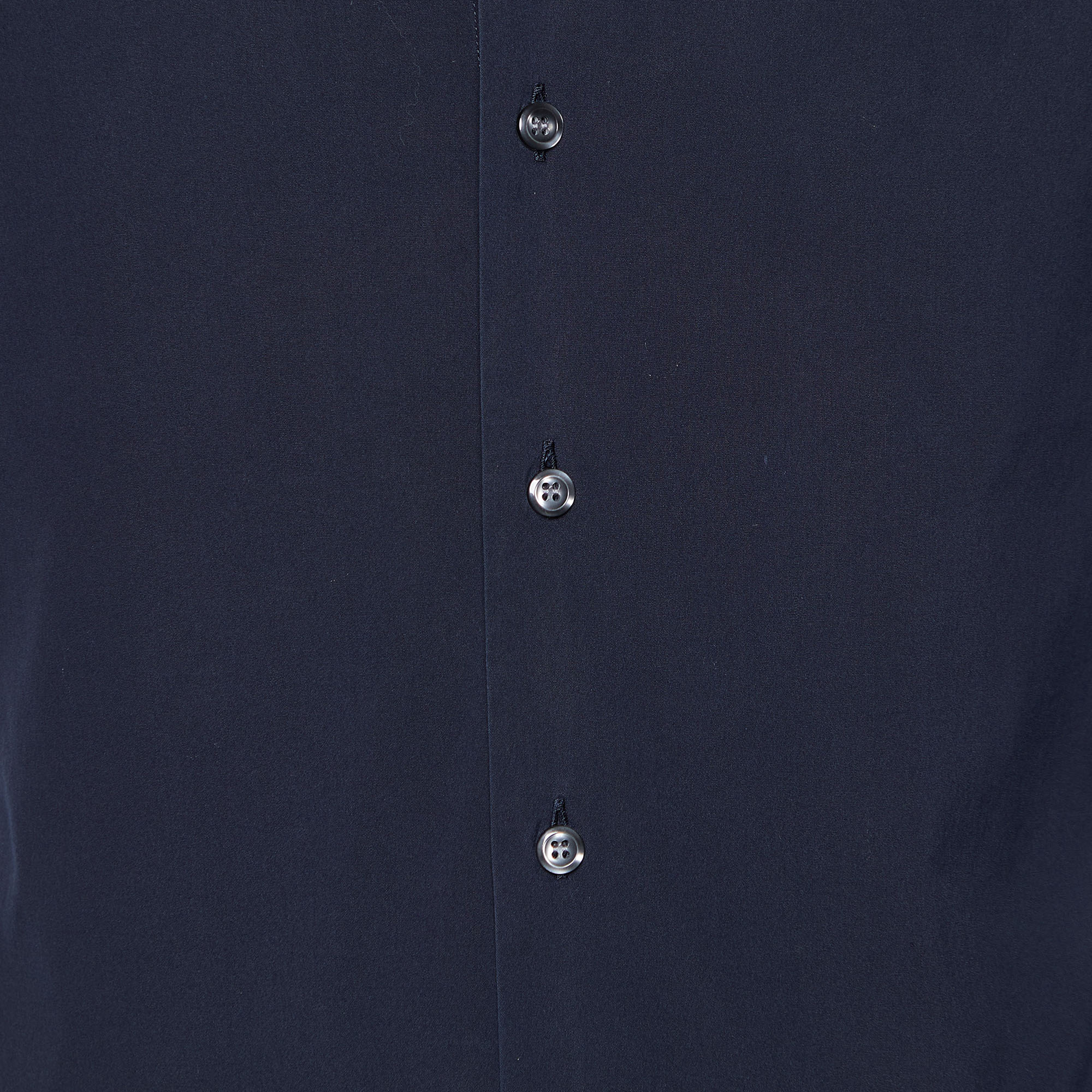 Emporio Armani Navy Blue Cotton Button Front Shirt M