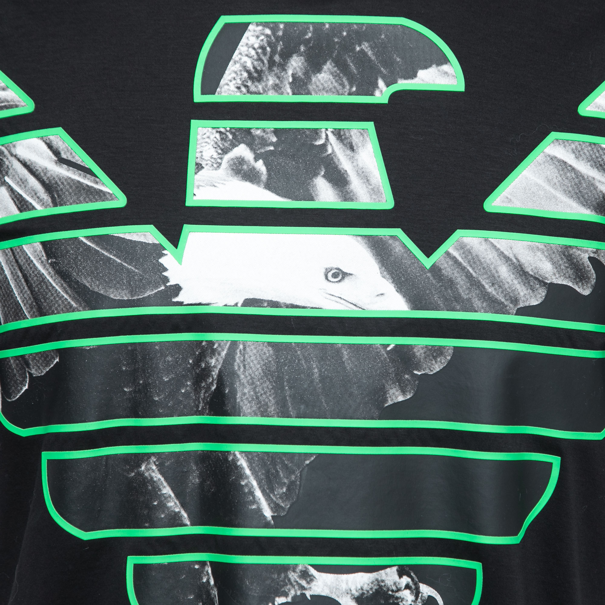 Emporio Armani Black Logo Print Cotton Crew Neck Half Sleeve T-Shirt S