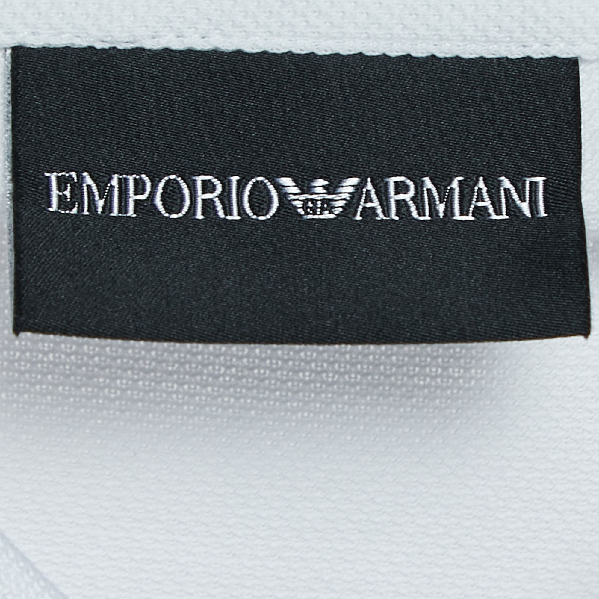 Emporio Armani White Cotton Logo Detailed Polo T-Shirt XXL