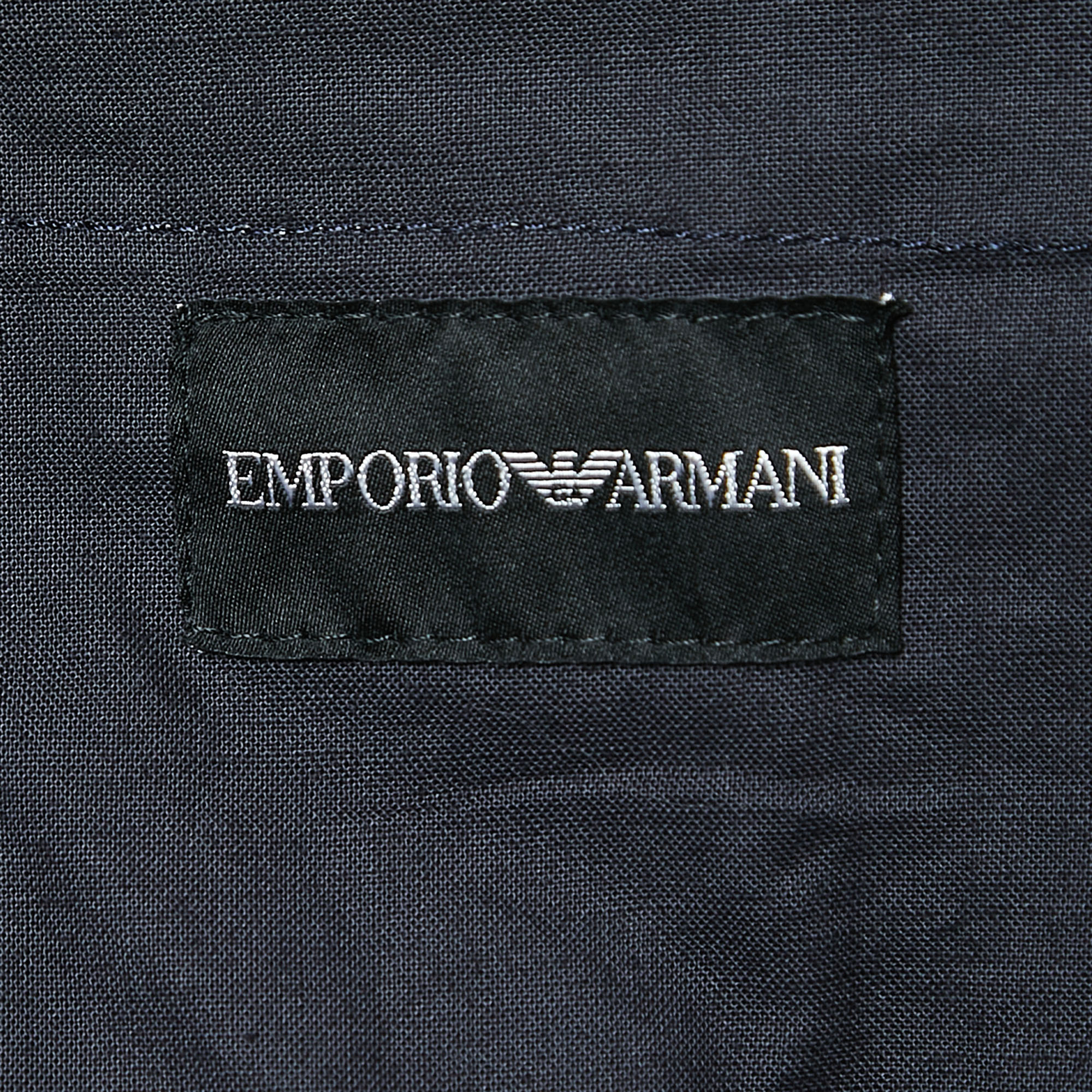 Emporio Armani Black Plaid Linen Trousers M