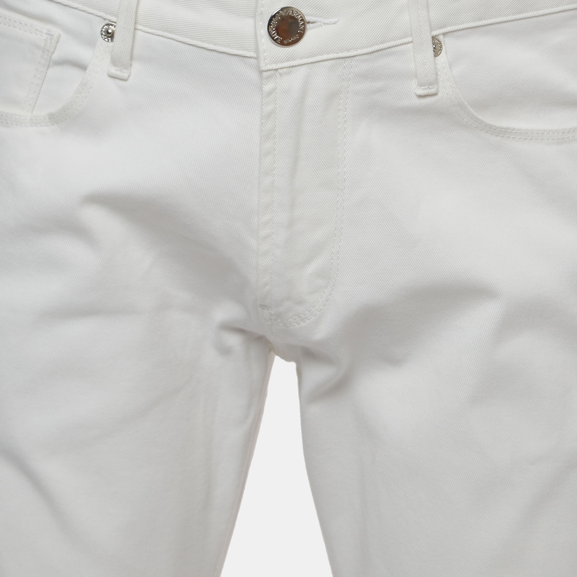 Emporio Armani White Denim Slim Fit Jeans L/Waist 34.5