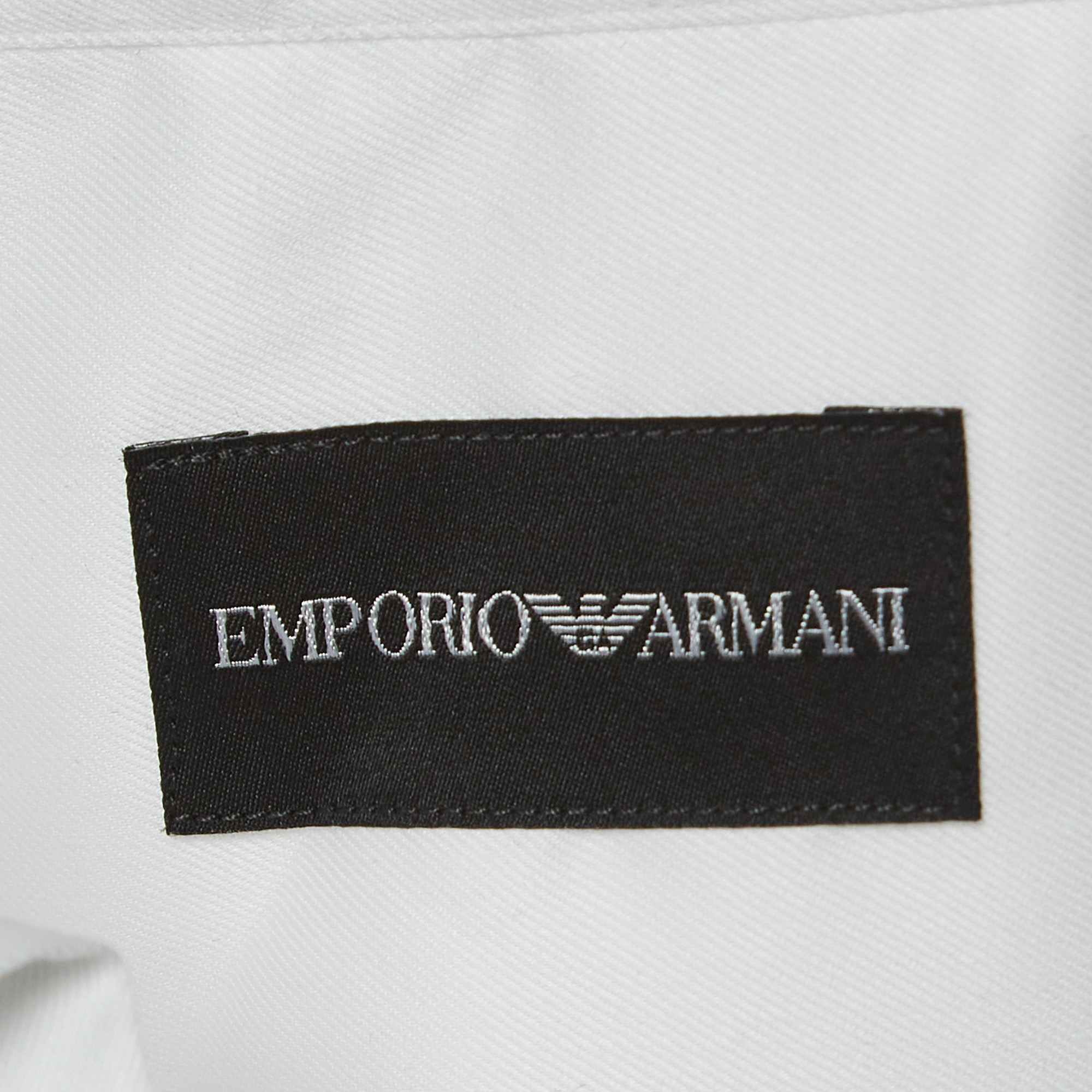Emporio Armani White Cotton No Iron Button Front Shirt M