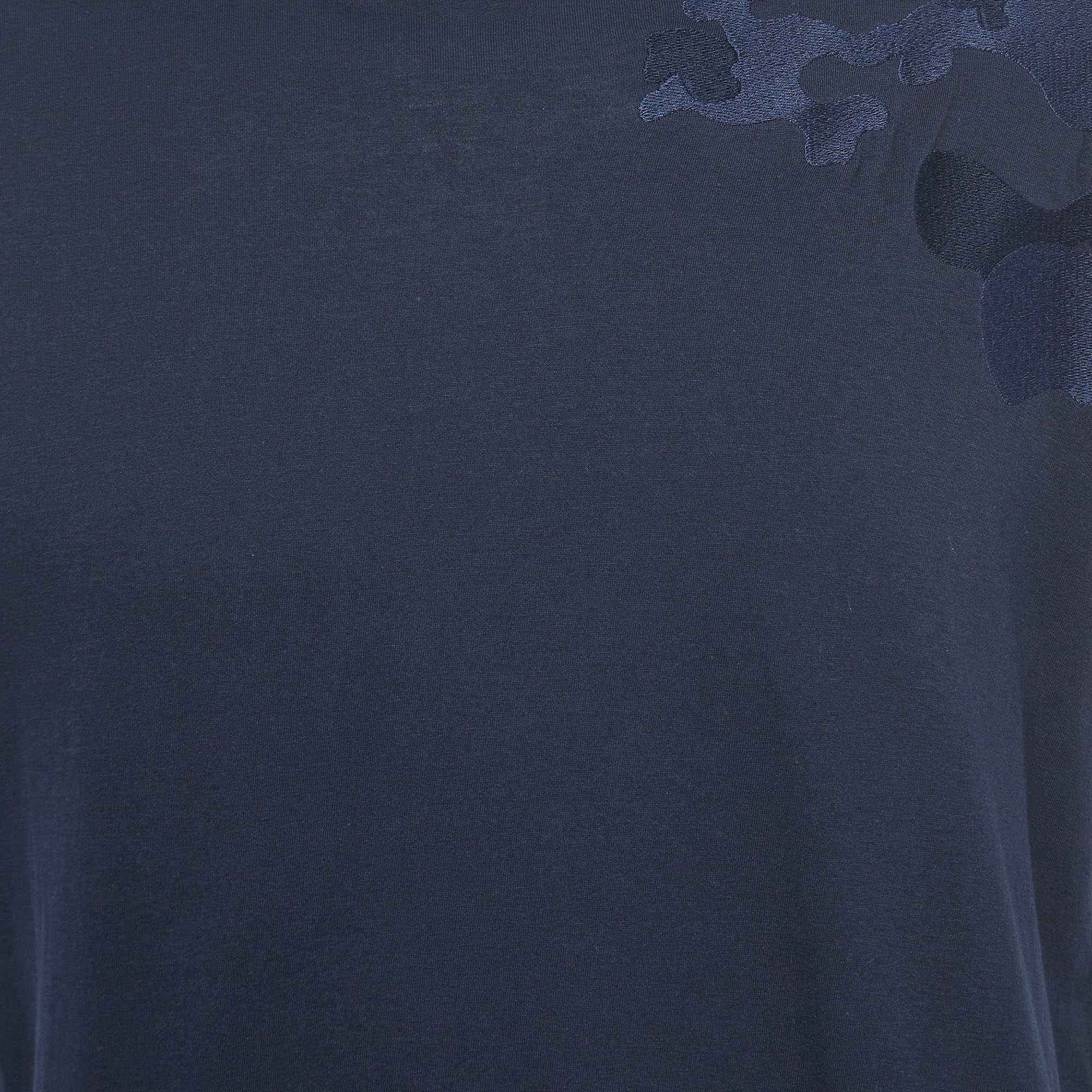 Emporio Armani Navy Blue Embroidered Cotton T-Shirt 2XL