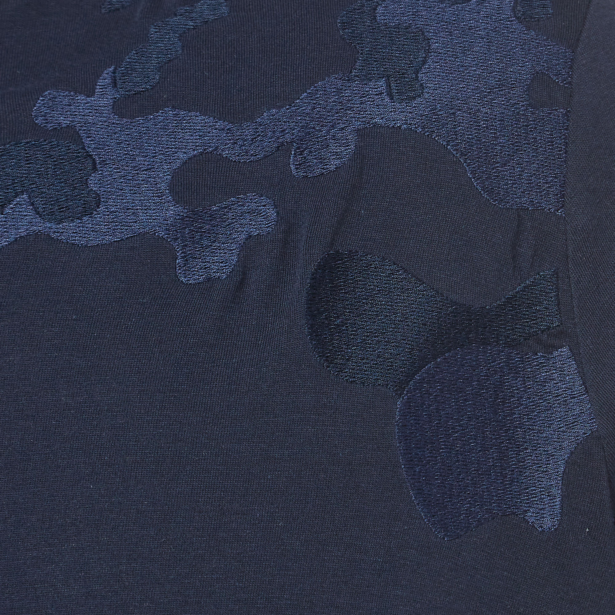 Emporio Armani Navy Blue Embroidered Cotton T-Shirt 2XL