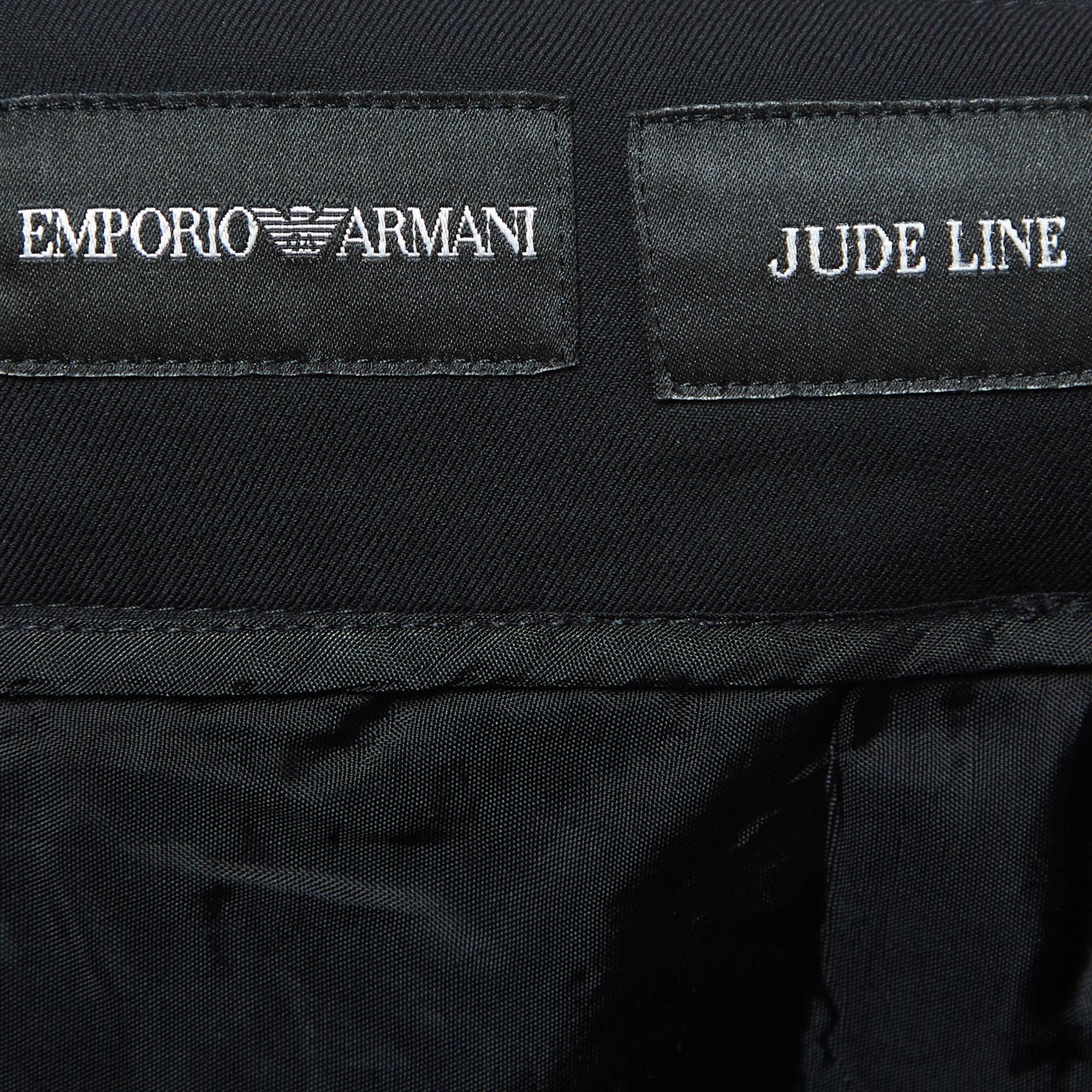 Emporio Armani Black Wool Regular Fit Trousers S