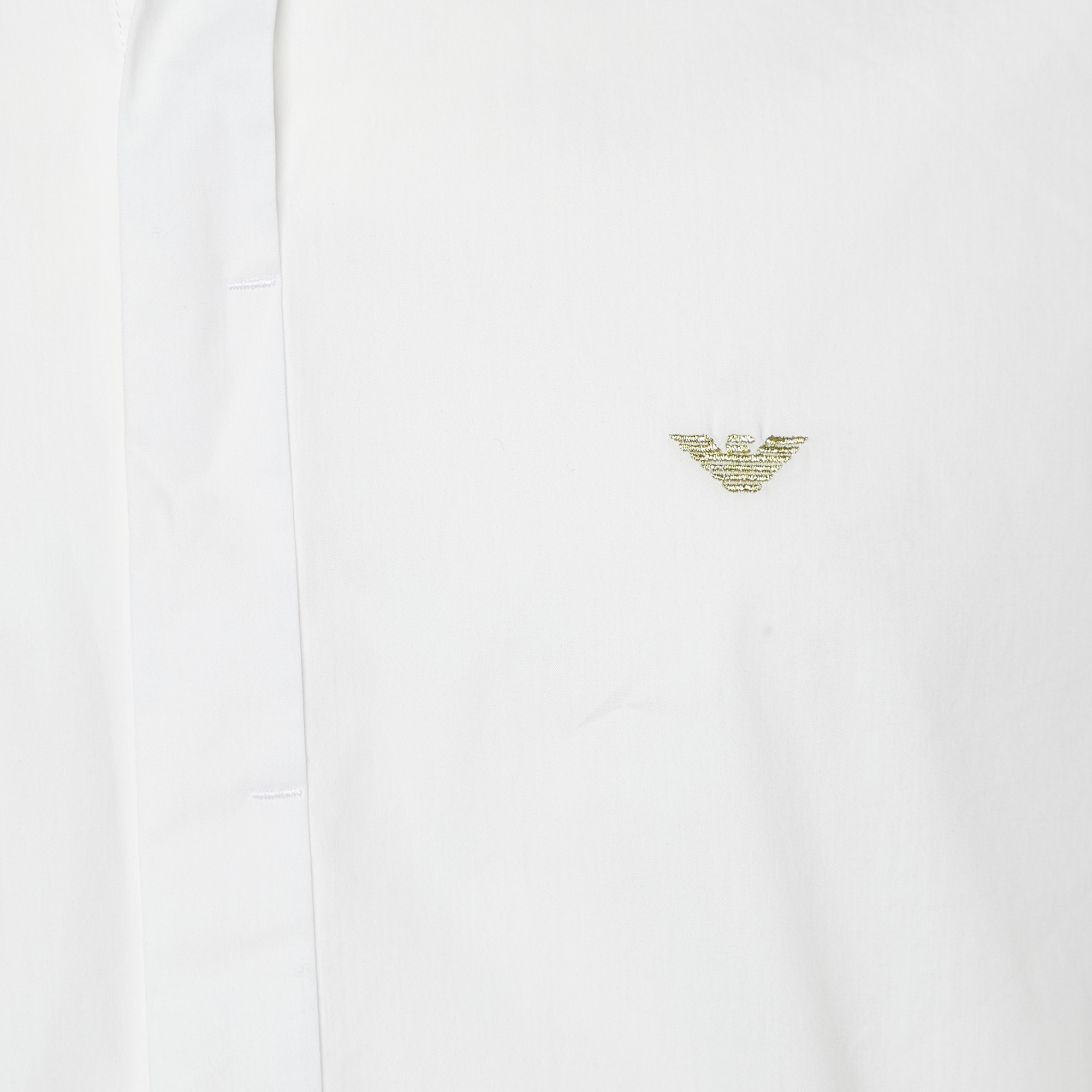Emporio Armani White Logo Embroidered Cotton Slim Fit Shirt XXL