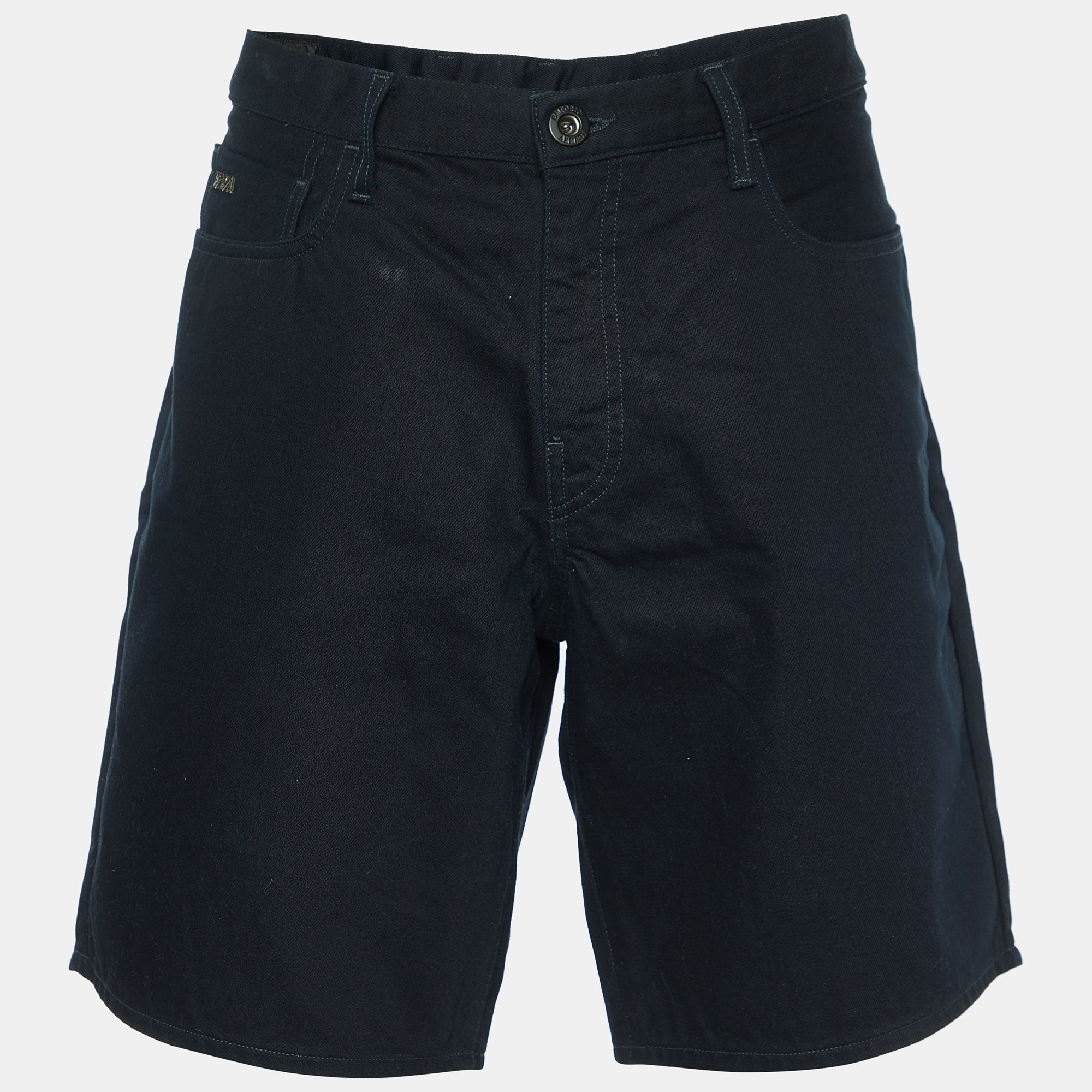 Emporio armani black cotton denim shorts xl/waist 38"