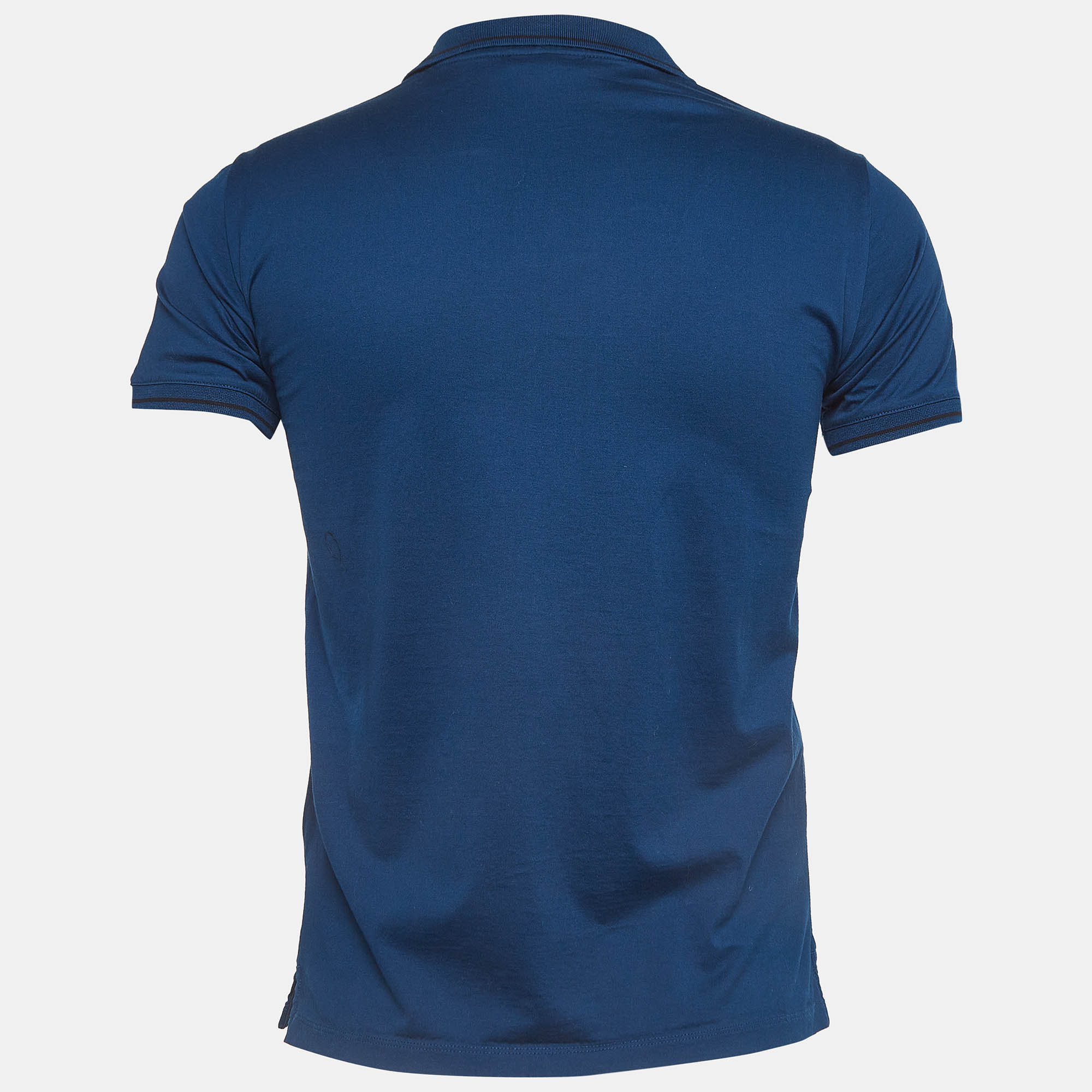 Emporio Armani Blue Cotton Knit Polo Tshirt S