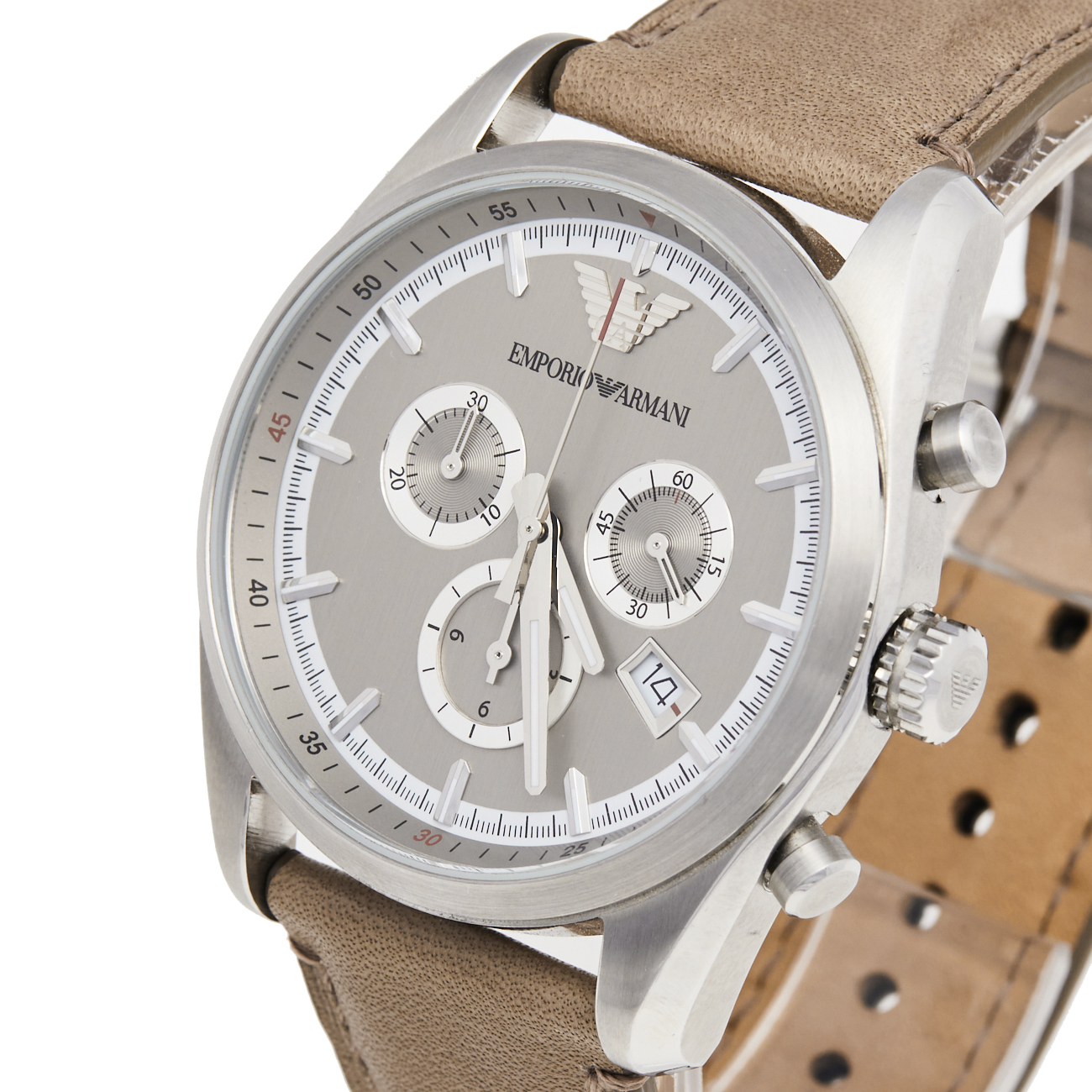 

Emporio Armani Grey Stainless Steel Leather Sportivo AR6040 Men's Wristwatch