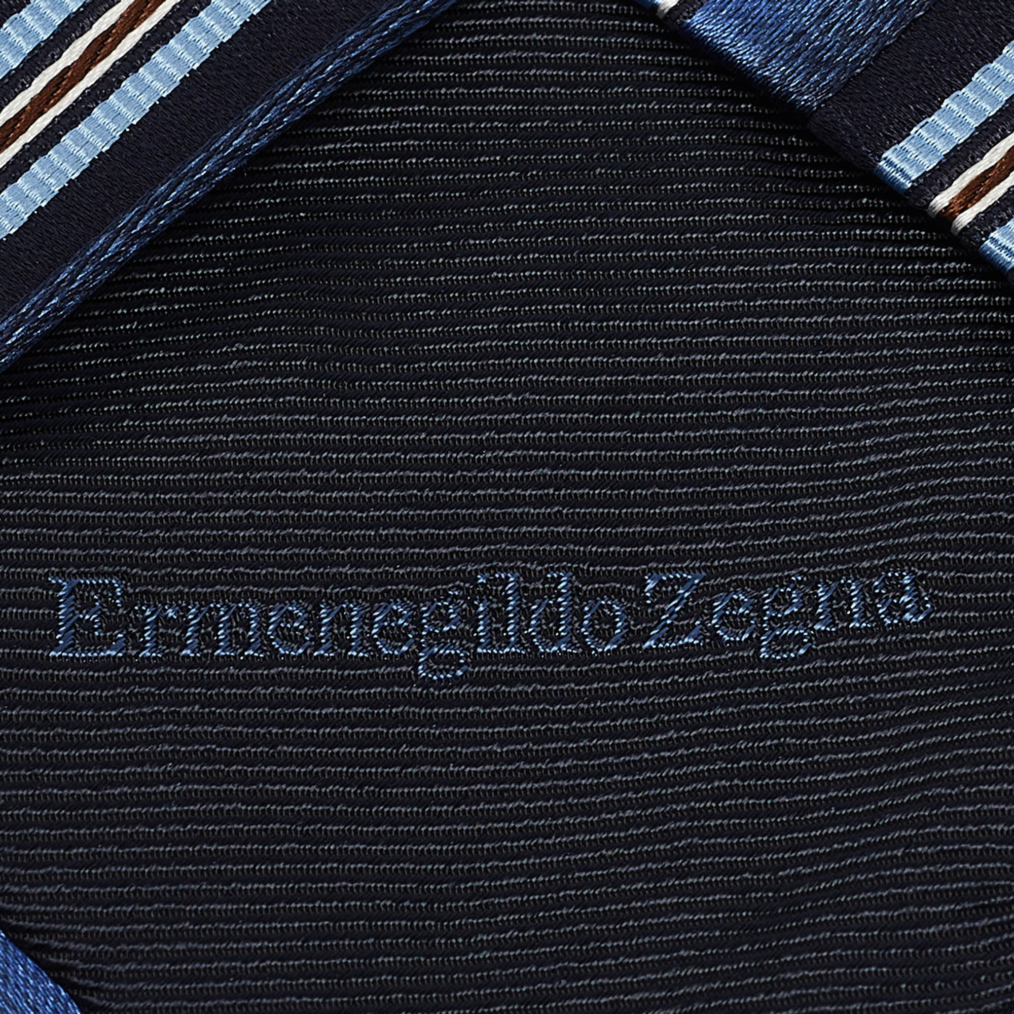 Ermenegildo Zegna Blue Striped Silk Tie