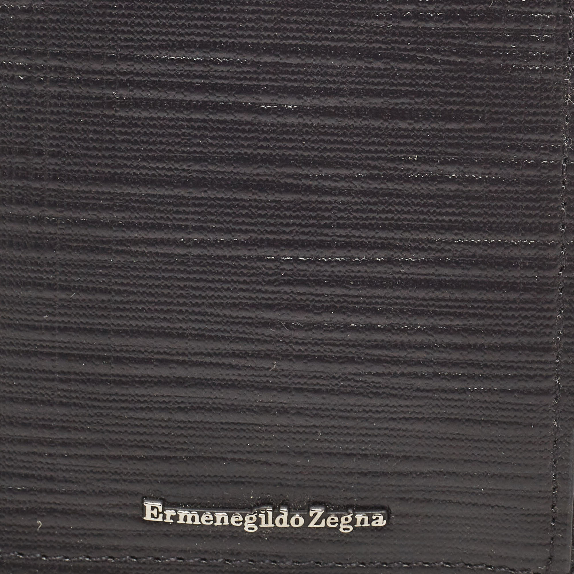 Ermenegildo Zegna Black Leather Zip Card Case