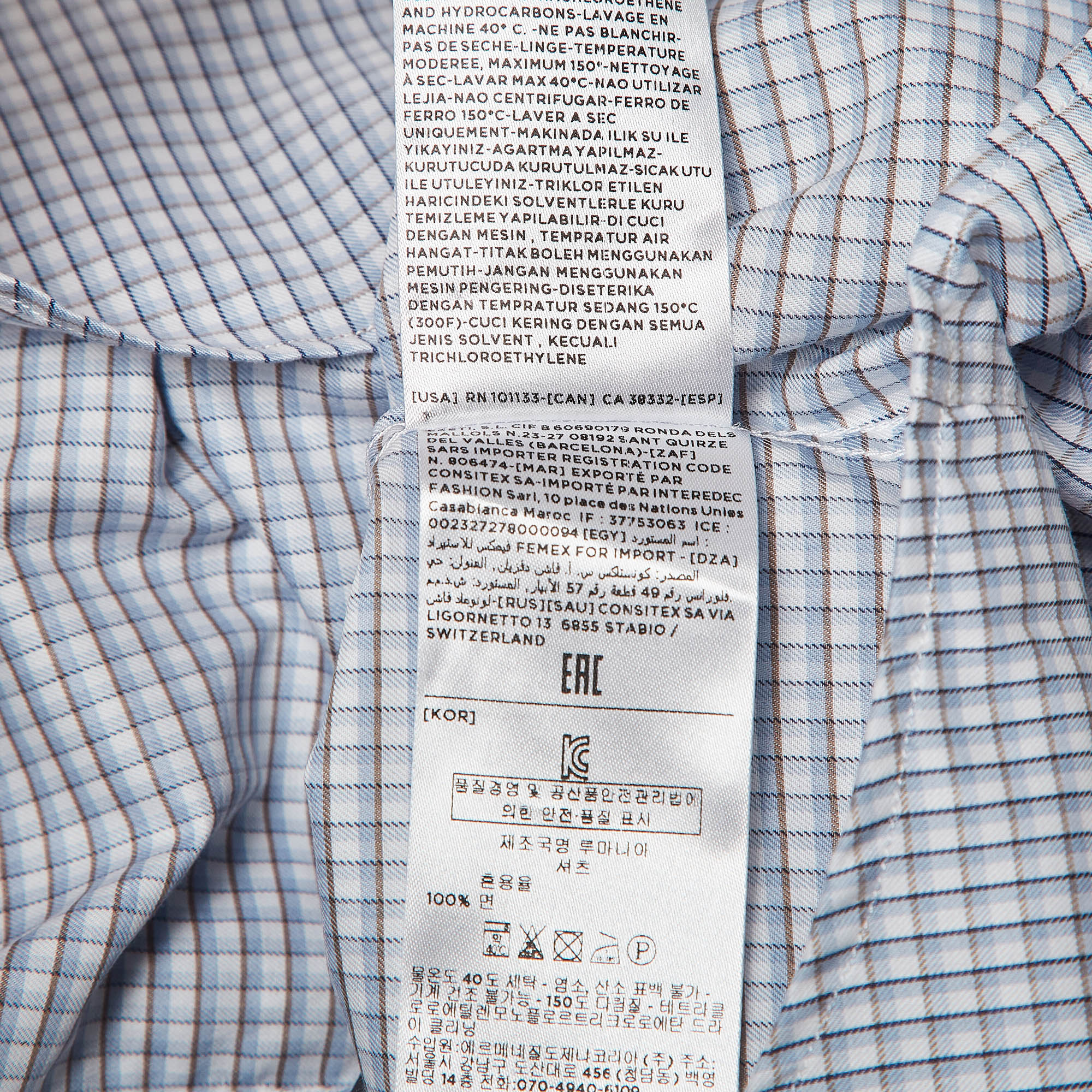 Ermenegildo Zegna Blue Plaid Button Up Shirt L