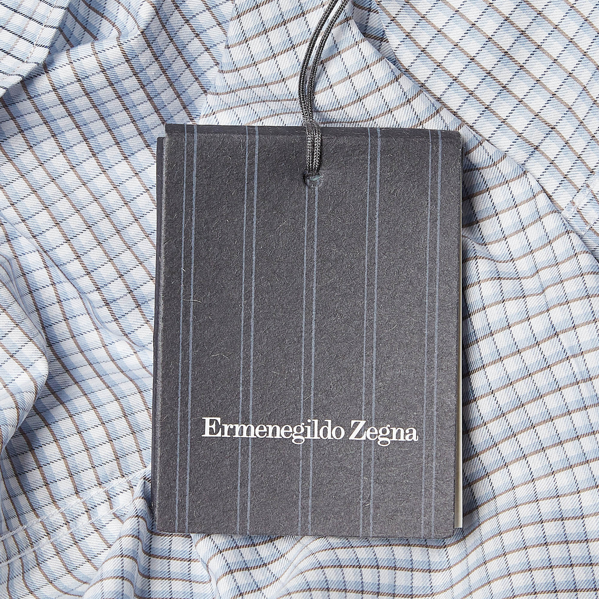 Ermenegildo Zegna Blue Plaid Button Up Shirt L