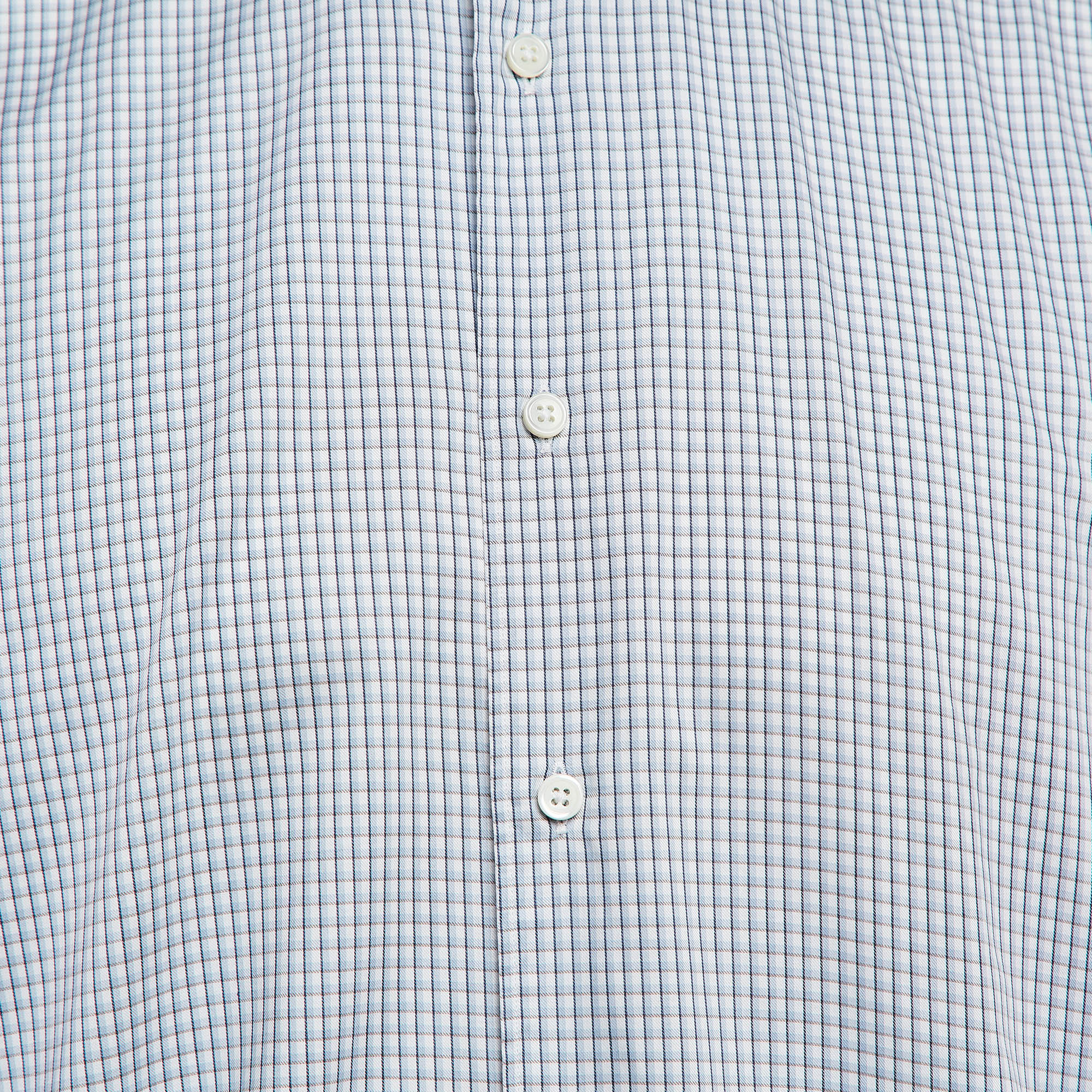 Ermenegildo Zegna Blue Plaid Button Up Shirt L