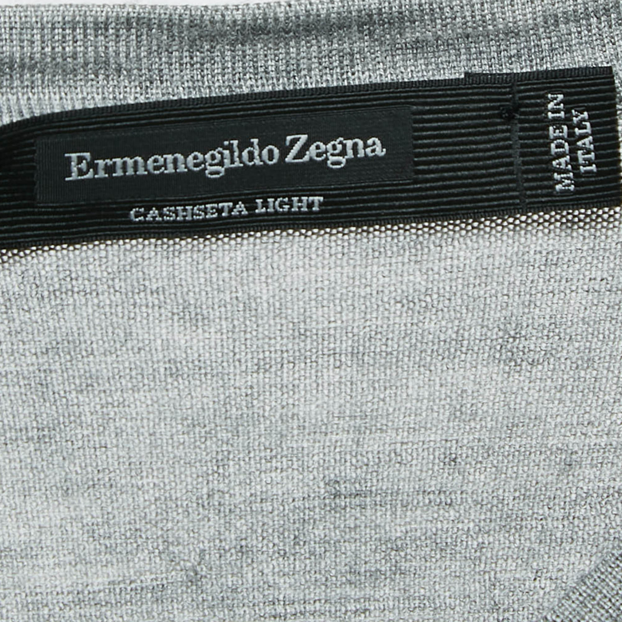 Ermenegildo Zegna Grey Cashmere Blend V-Neck Sleeveless T-Shirt XXXL