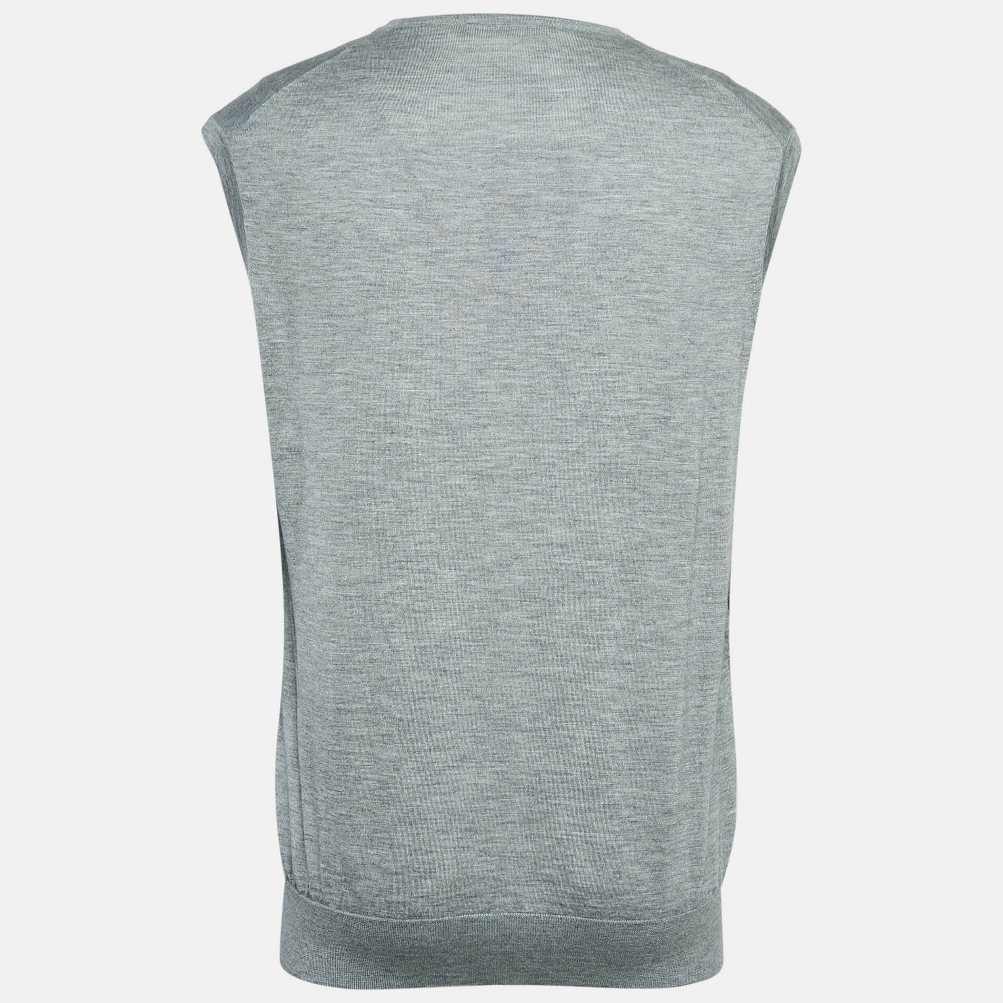 Ermenegildo Zegna Grey Cashmere Blend V-Neck Sleeveless T-Shirt XXXL