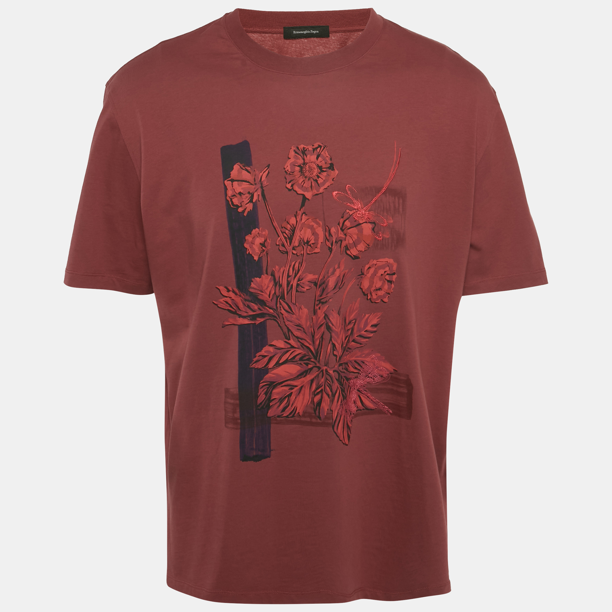 Ermenegildo Zegna Burgundy Floral Print Cotton Crew Neck T-Shirt XXL
Ermenegildo Zegna Burgundy Floral Print Cotton Crew Neck T-Shirt XXL