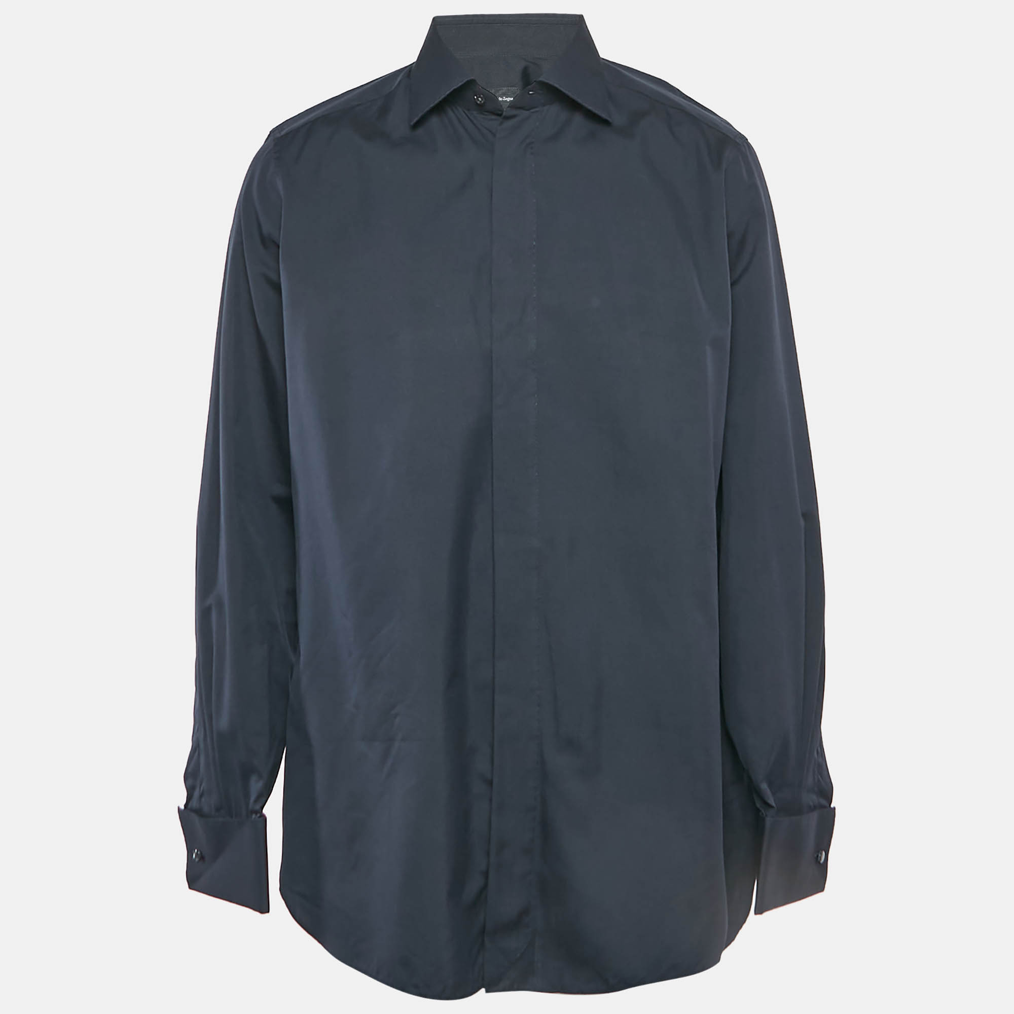 Ermenegildo Zegna Navy Blue Cotton Blend Tailored Fit Shirt XXL
Ermenegildo Zegna Navy Blue Cotton Blend Tailored Fit Shirt XXL