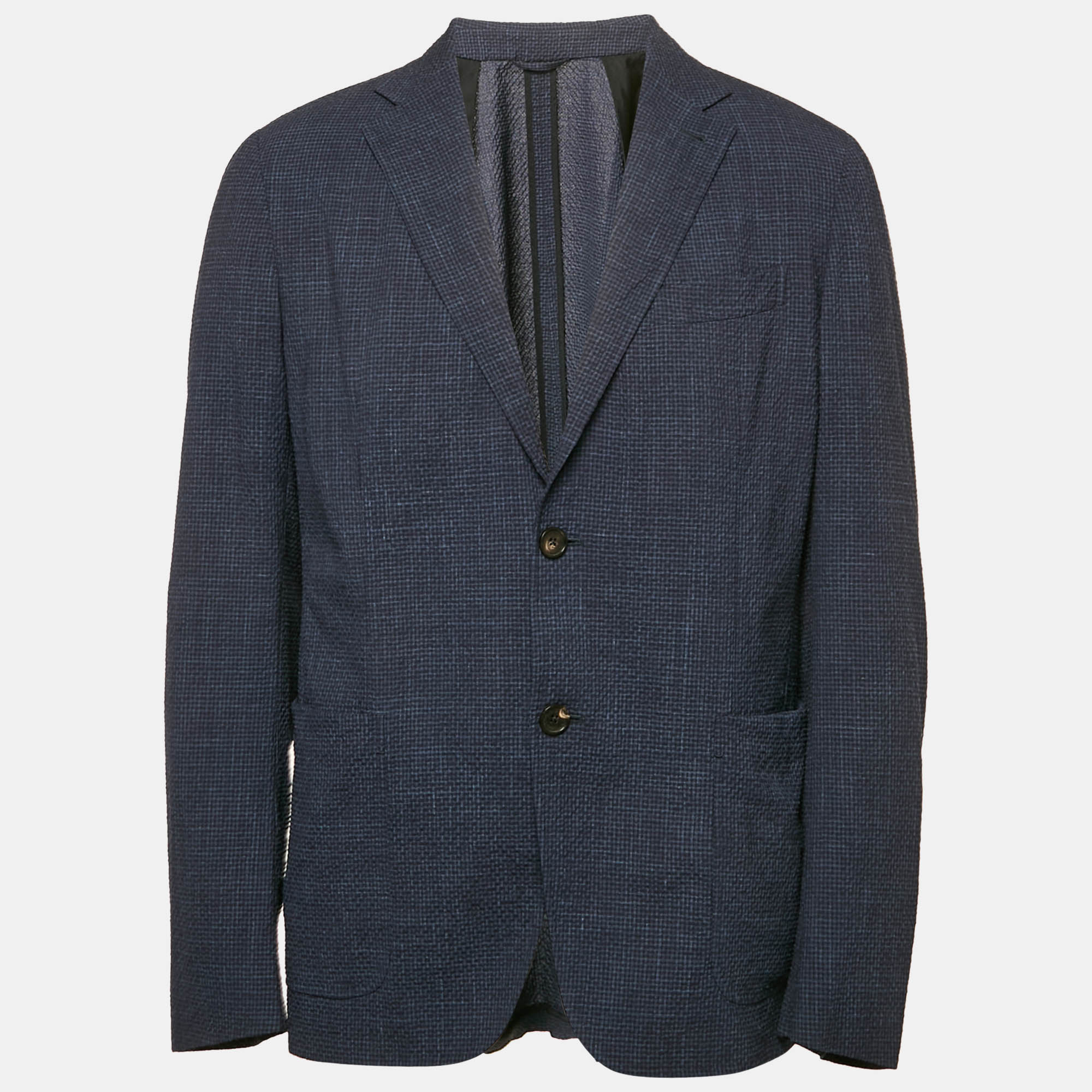 Ermenegildo Zegna Navy Blue Textured Wool Blend Single Breasted Blazer L
Ermenegildo Zegna Navy Blue Textured Wool Blend Single Breasted Blazer L