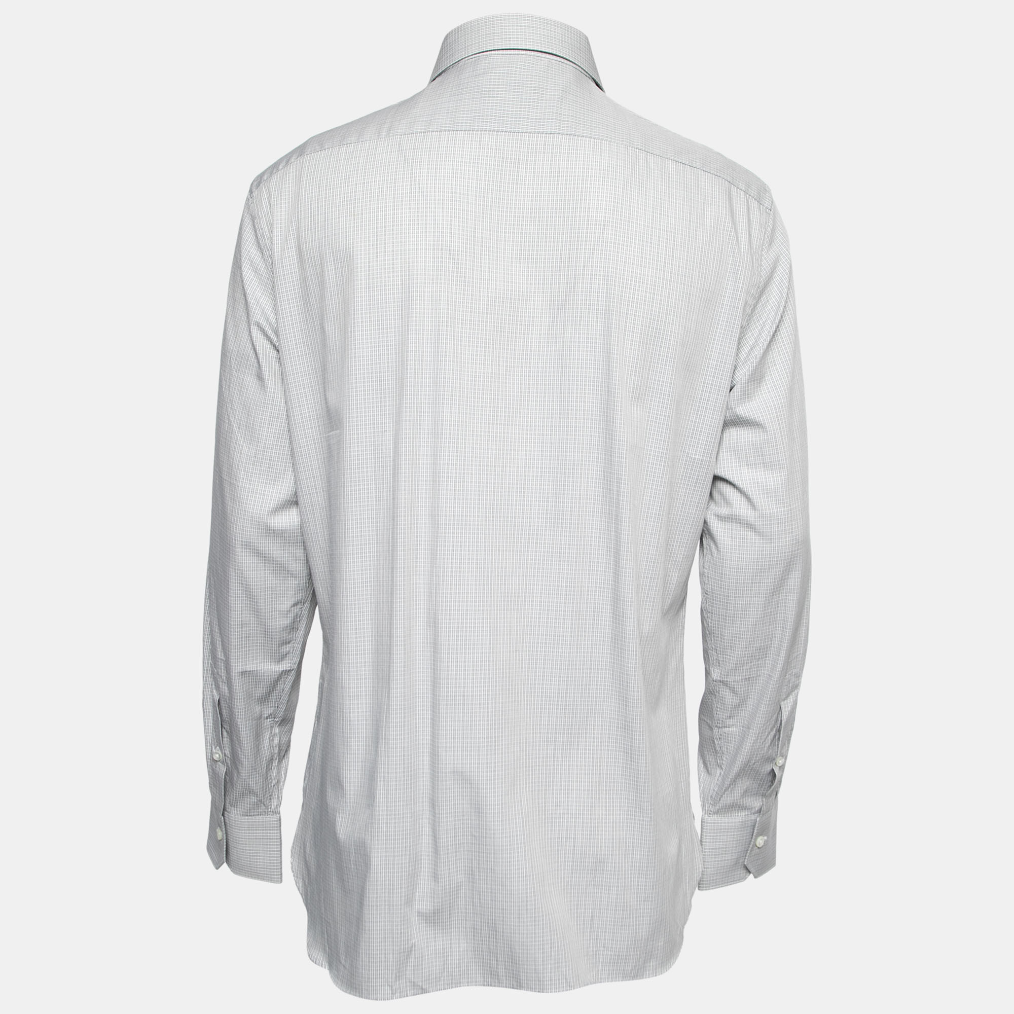 

Ermenegildo Zegna Grey Checked Cotton Tailor Fit Shirt