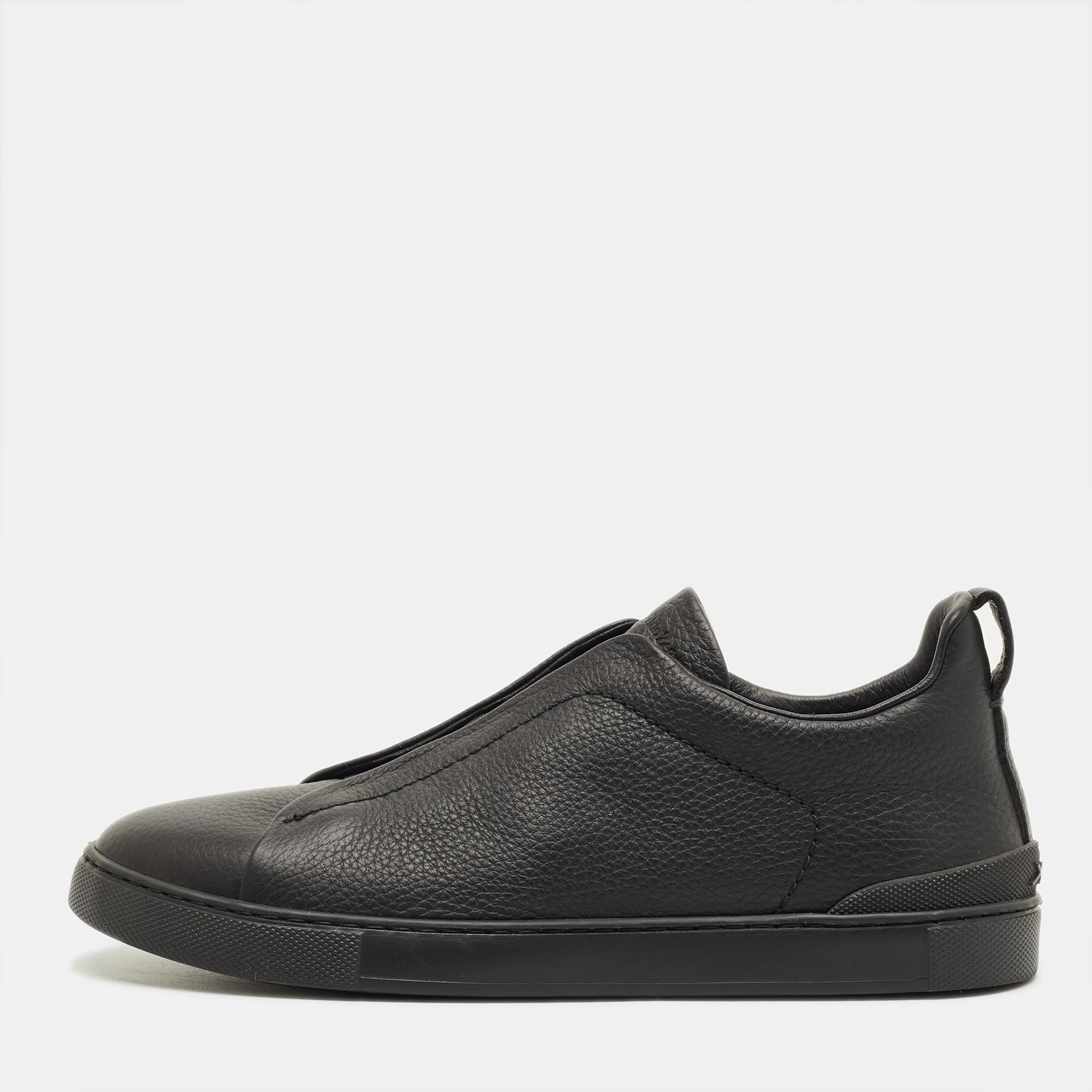 Ermenegildo Zegna Triple Stitch Size 41 Black Leather Slip On Sneakers
Ermenegildo Zegna Triple Stitch Size 41 Black Leather Slip On Sneakers