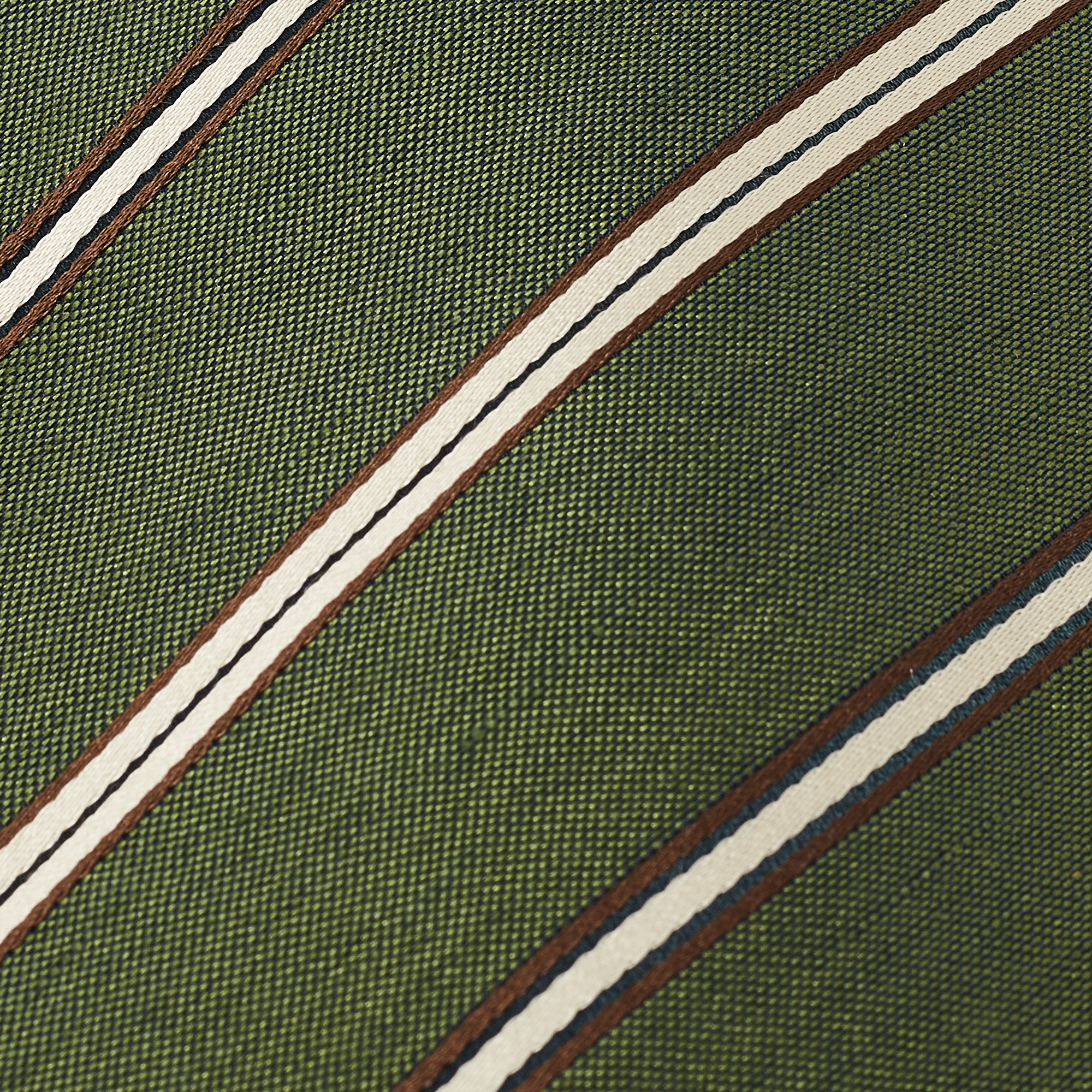 Ermenegildo Zegna Vintage Green Stripe Linen Silk Traditional Tie