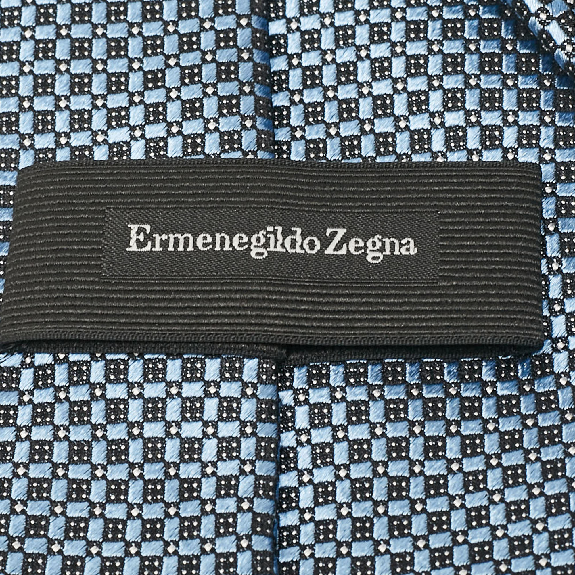 Ermenegildo Zegna Blue Patterned Silk Tie