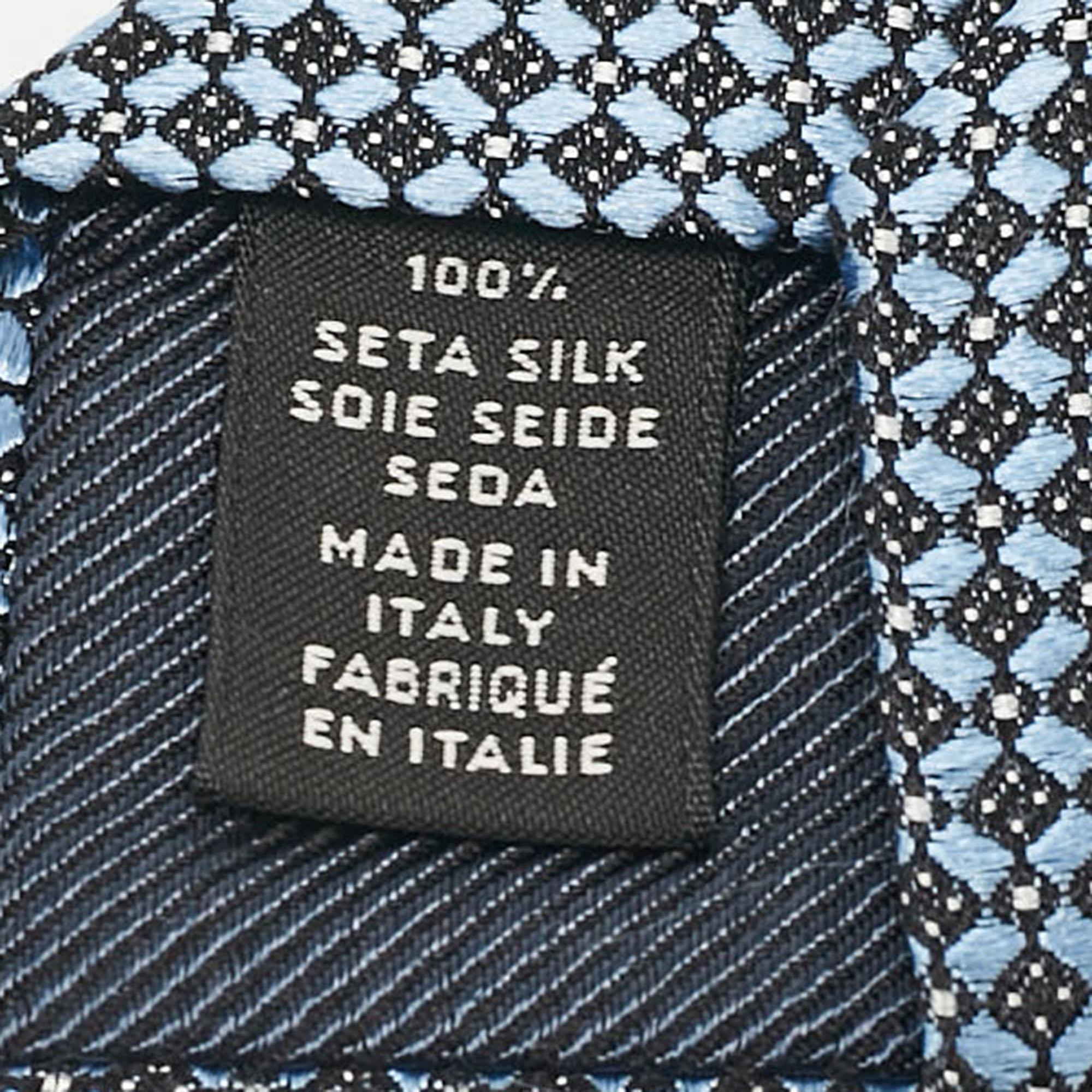 Ermenegildo Zegna Blue Patterned Silk Tie