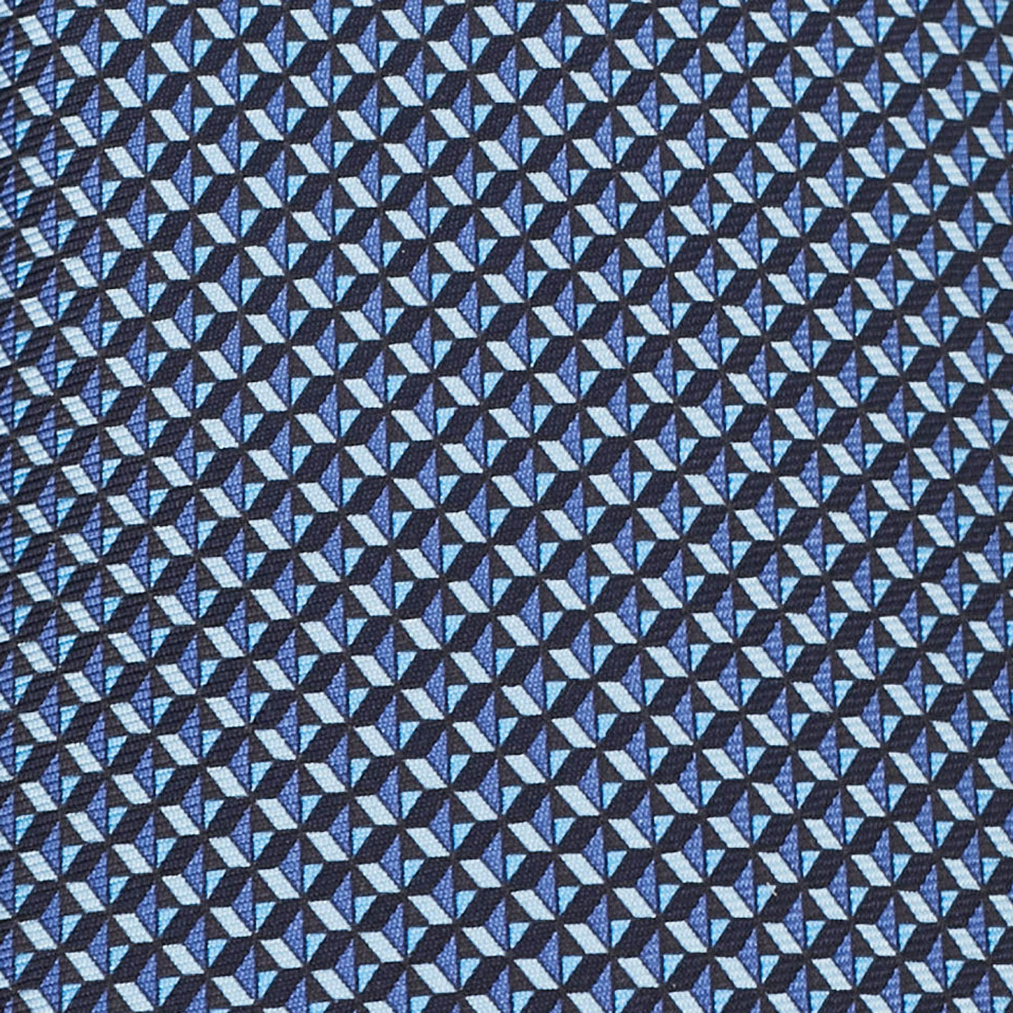 Ermenegildo Zegna Blue Printed Silk Tie