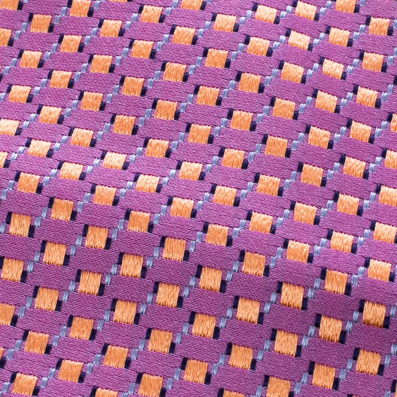 Ermenegildo Zegna Pink Geometric Pattern Silk Jacquard Traditional Tie
