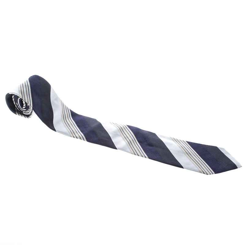 Ermenegildo Zegna Colorblock Diagonal Striped Silk Jacquard Tie