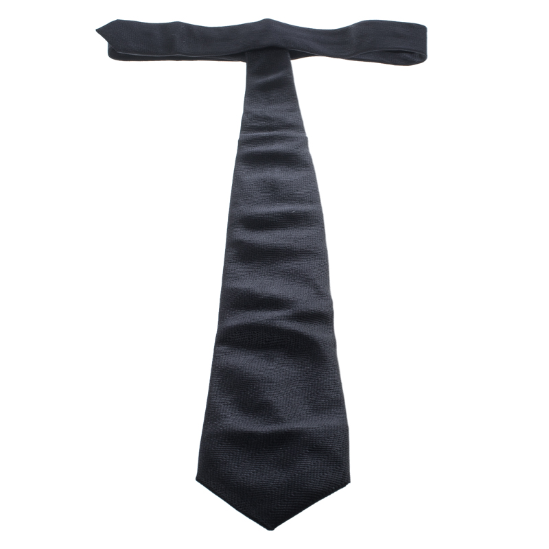 Ermenegildo Zegna Couture Black Silk Jacquard Traditional Tie
