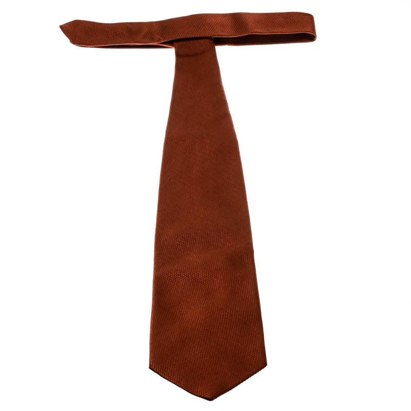 Ermenegildo Zegna Brown Textured Silk And Cotton Jacquard Traditional Tie