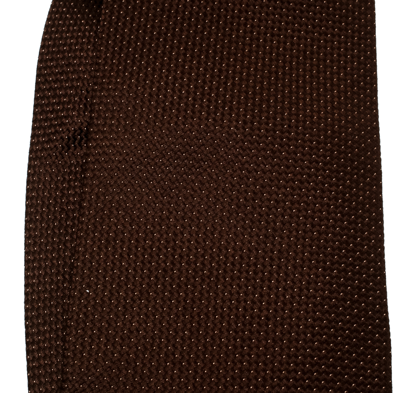 

Ermenegildo Zegna Chocolate Brown Textured Silk Jacquard Traditional Tie
