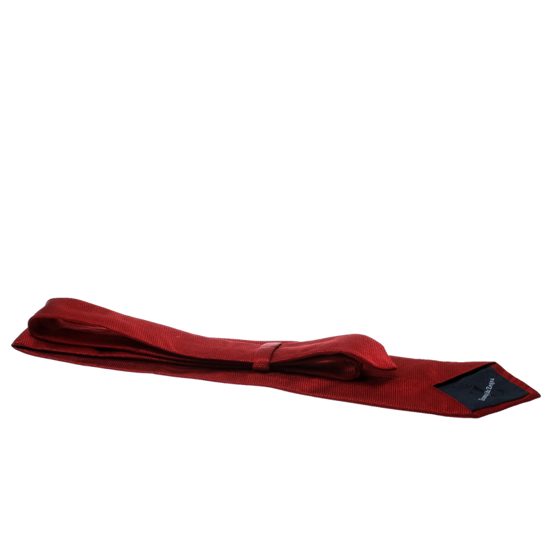 Ermenegildo Zegna Red Textured Silk And Cotton Jacquard Traditional Tie